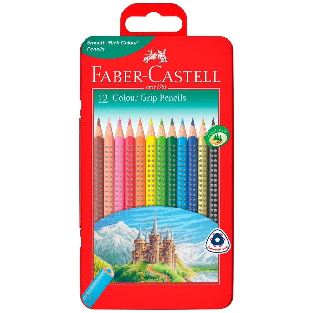 1 Faber-Castell Colour Grip Triangular Pencils Tin 12 Pack, 1 of 5
