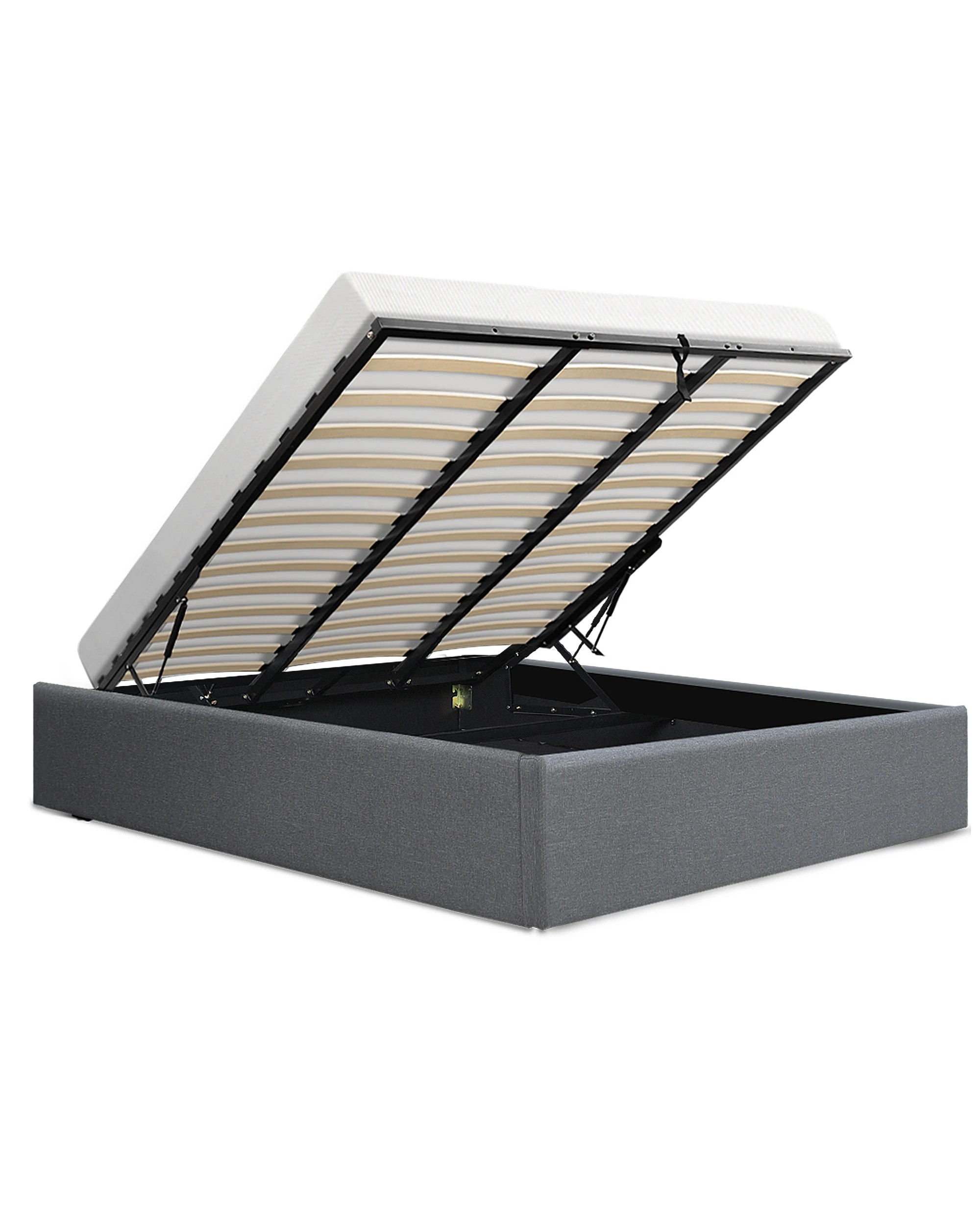 5 Artiss King Bed Frame with Storage  Velvet Headboard Gas Lift Platform Base - Grey, 5 of 6