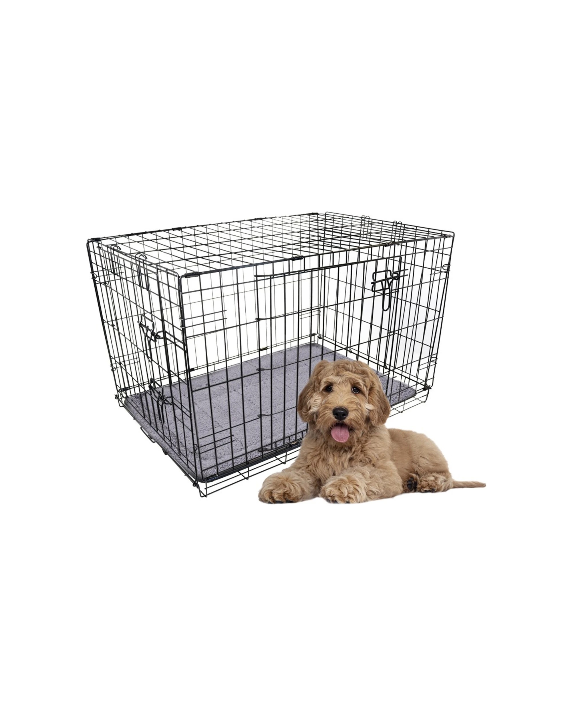 2 Paws And Claws Sherpa Crate Mattress 90x57cm Grey Non-slip Raised Edges Pet Bed
 - Grey, 2 of 2