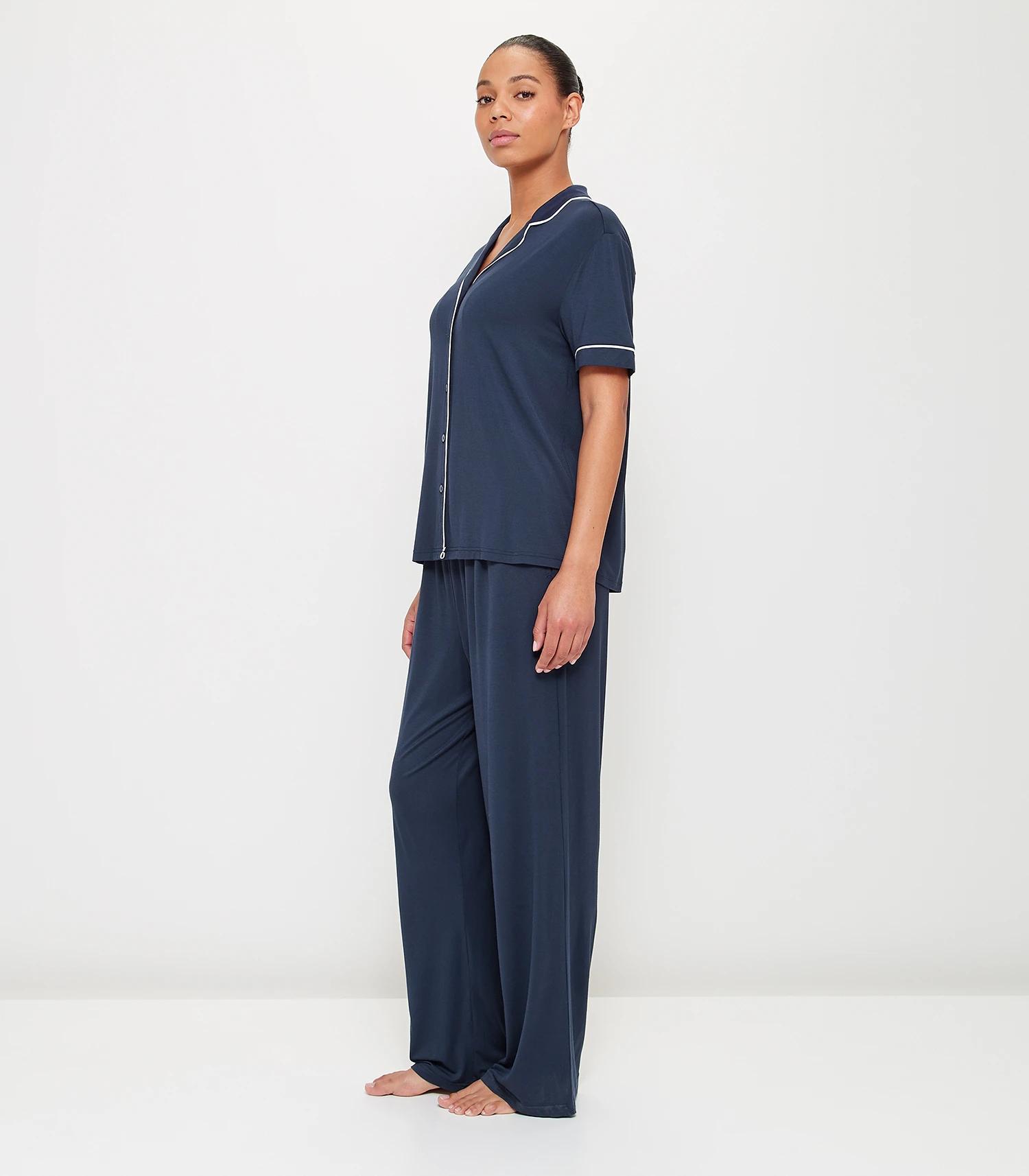 3 Target Woman Soft Comfort Bamboo Full Length Pyjama Set NAVY BLUE, 3 of 5