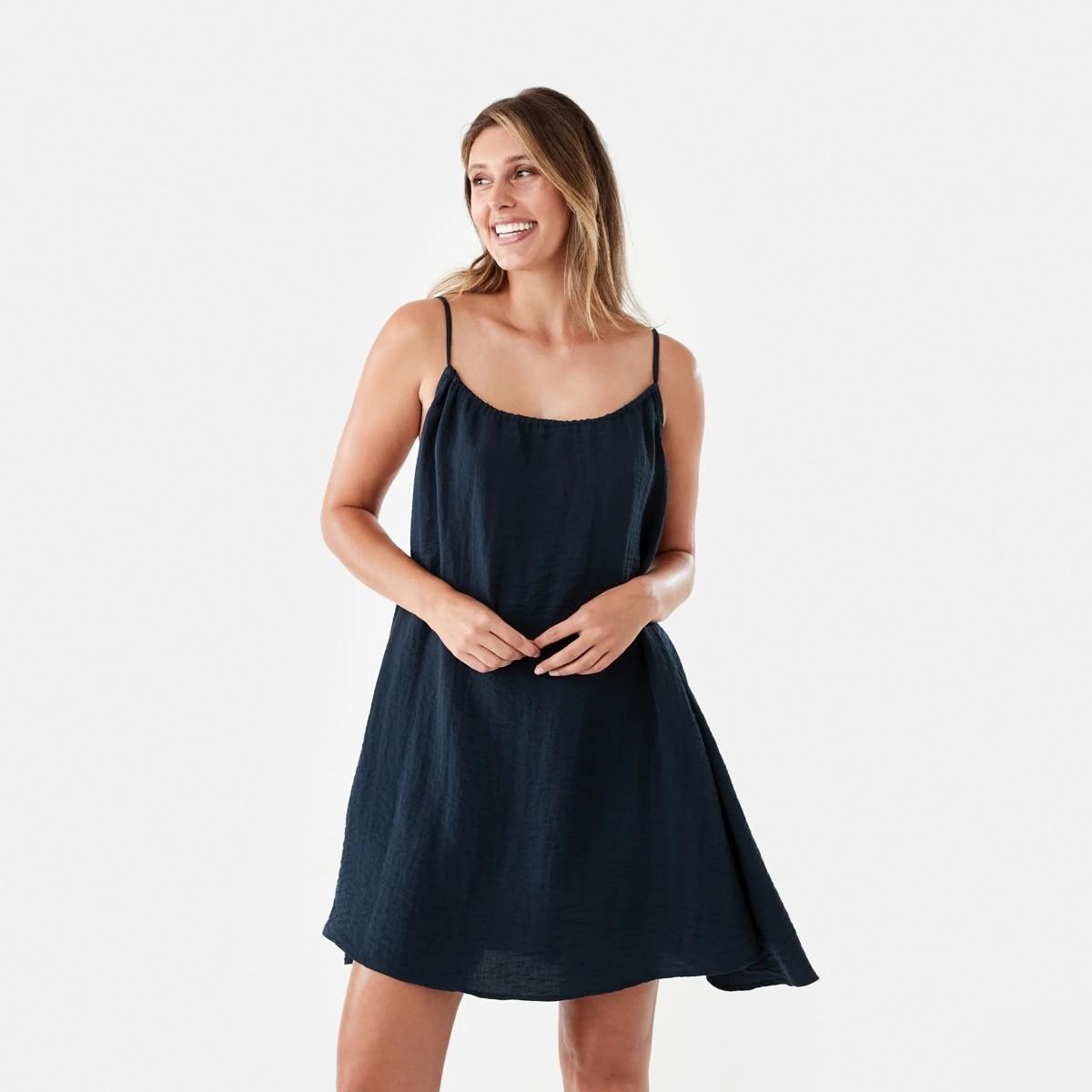 1 Sleeveless Textured Mini Dress Navy Blaze, 1 of 7