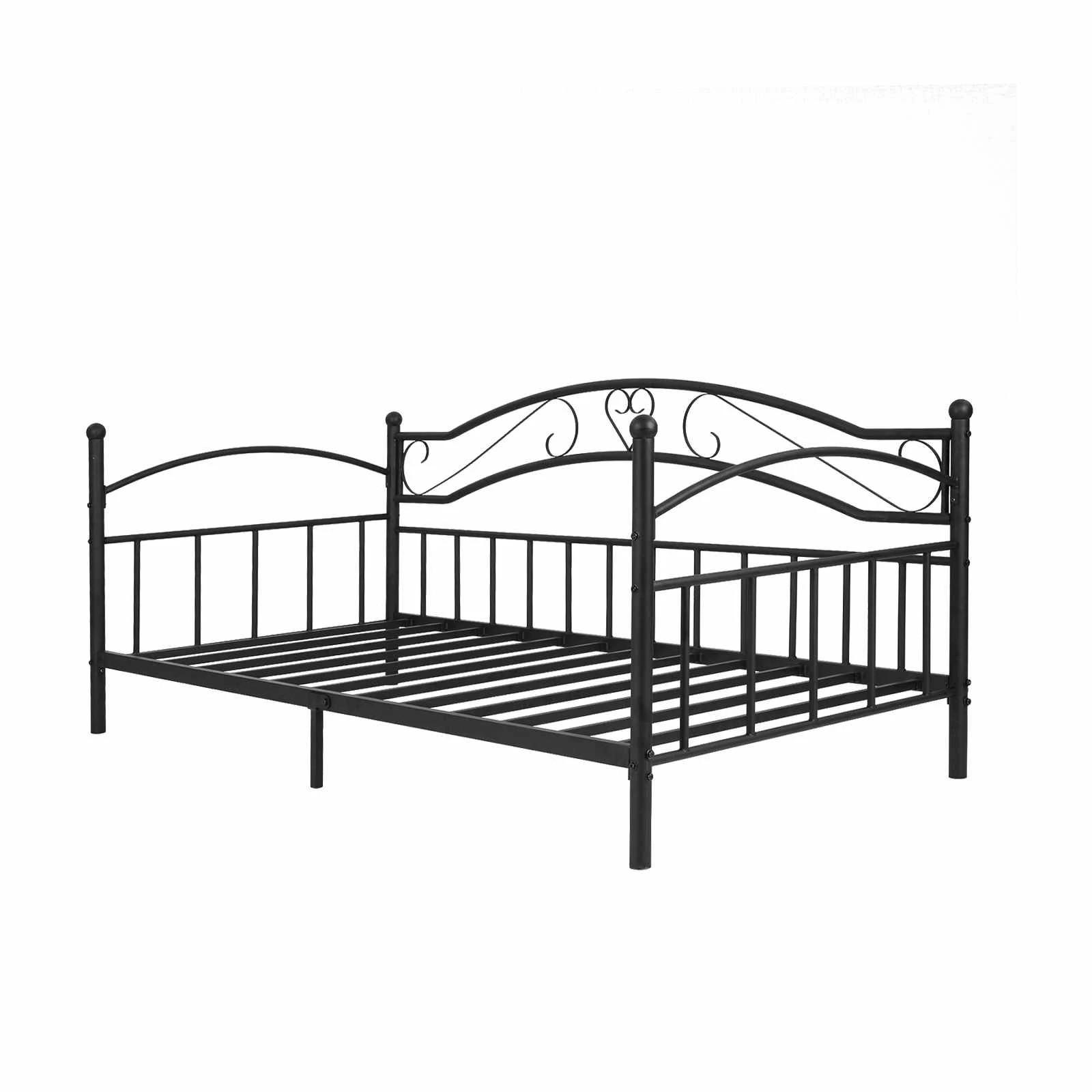 1 Costway Single Size Metal Daybed Frame Sofa Bed Base Platform Bed Mattress Foundation - Black, 1 of 4