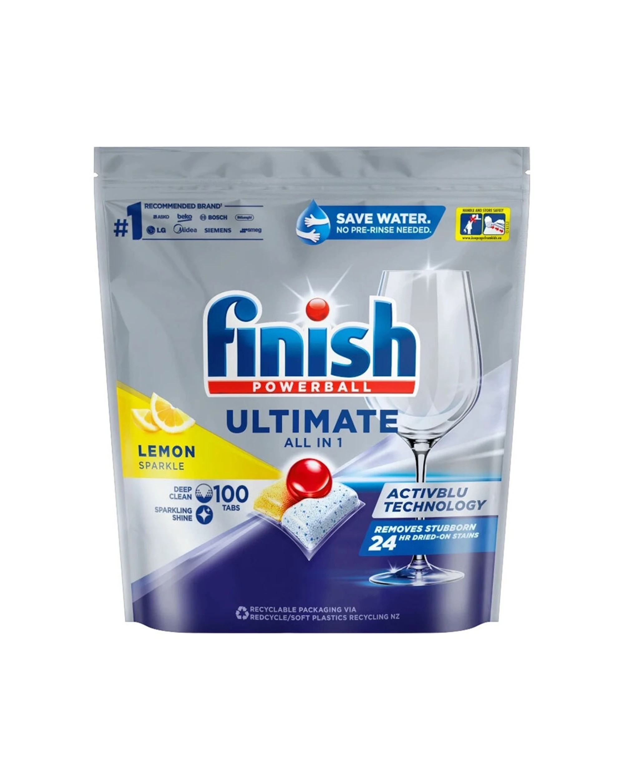 1 Finish Powerball Ultimate All-In-One Dishwasher Tablets 100pc Lemon Sparkle, 1 of 6