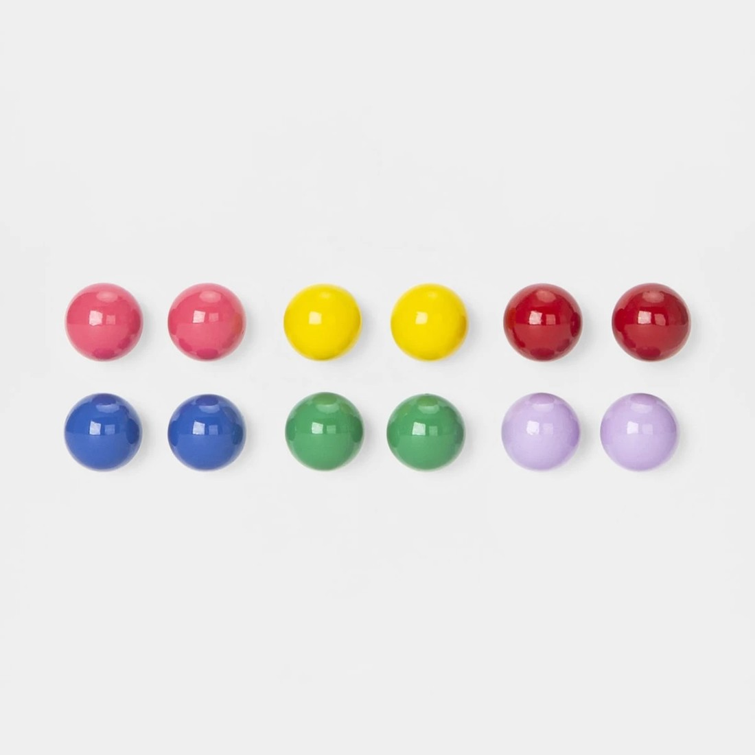 1 6 Pack Coloured Ball Stud Earrings, 1 of 5