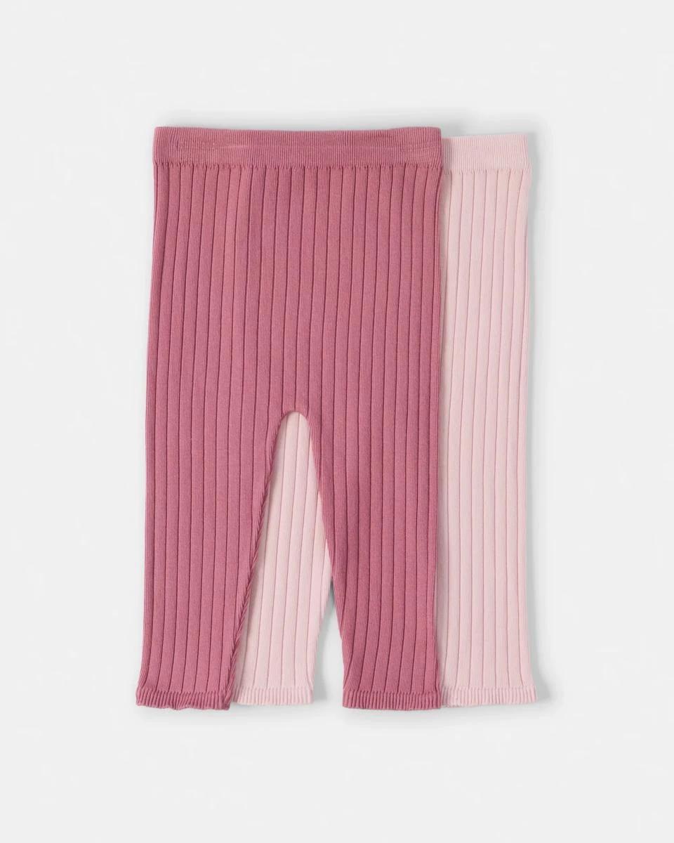 1 2 Pack Rib Leggings Pnk Multi, 1 of 4