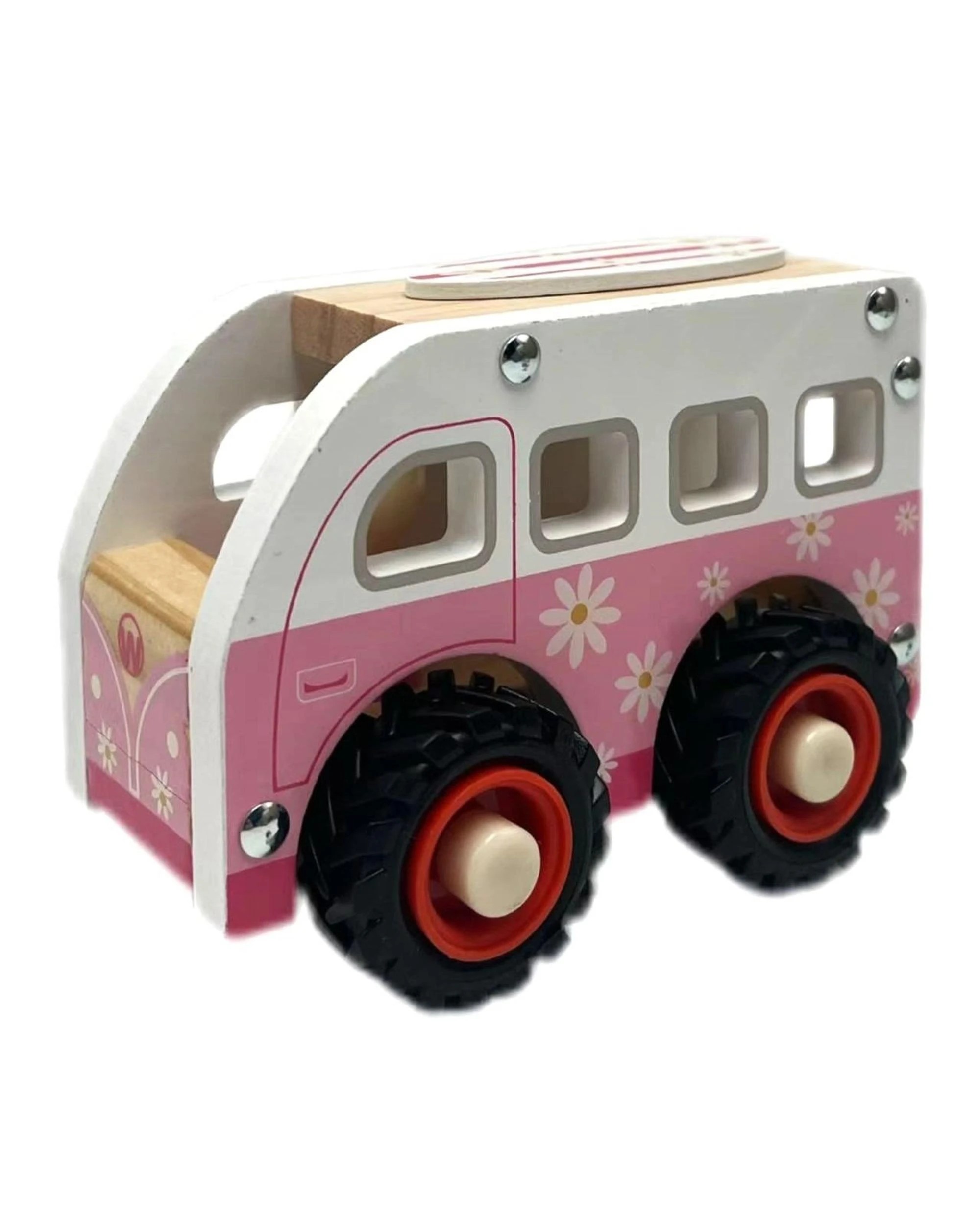2 Toyslink Wooden Wheelie Pink Kombi Toy Vehicle, 2 of 4