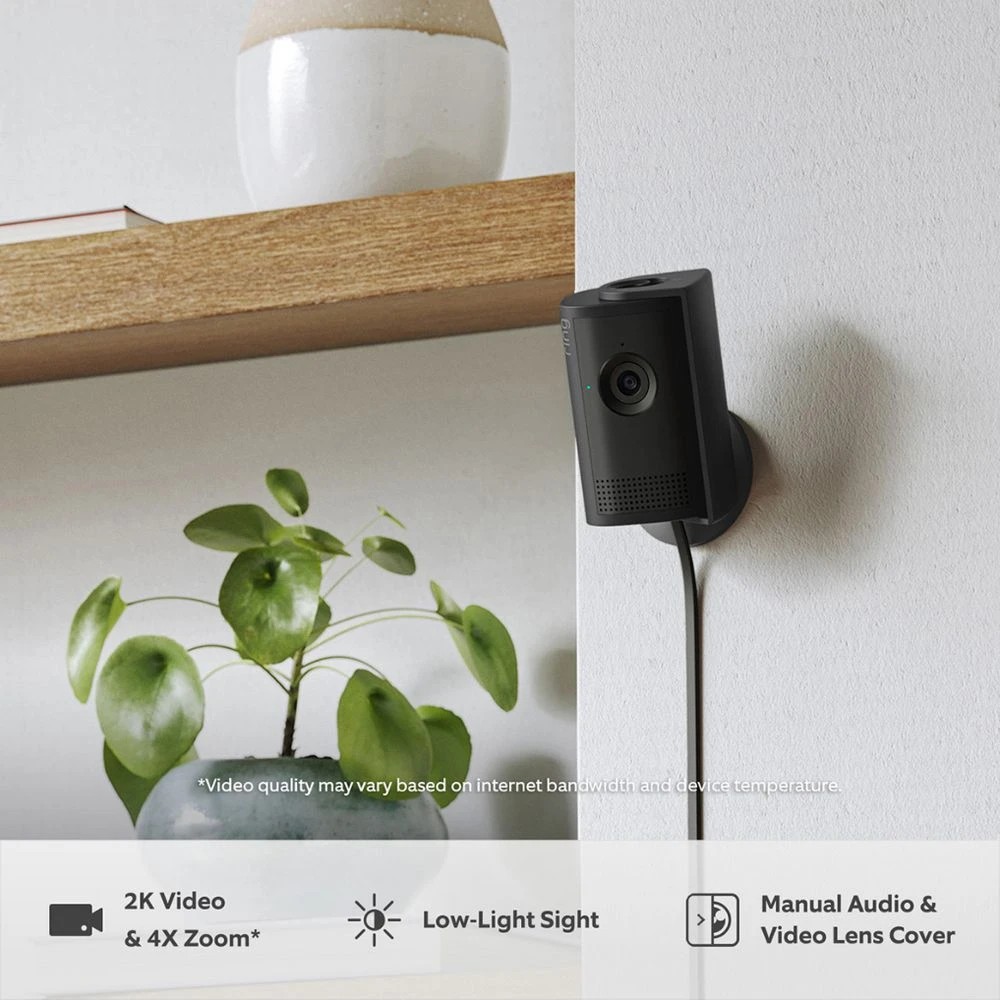 3 Ring Indoor Security Camera Plus Plugin Black, 3 of 8