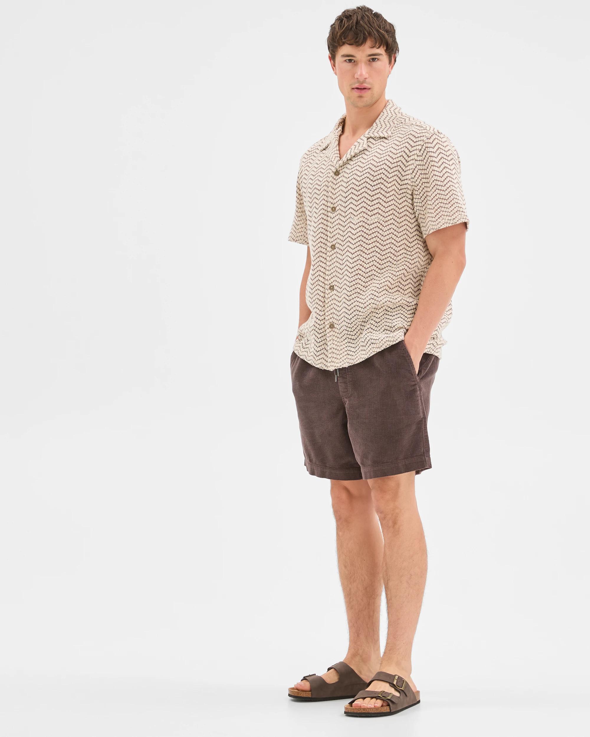 2 Commons Open Weave Short Sleeve Shirt BROWN, 2 of 6