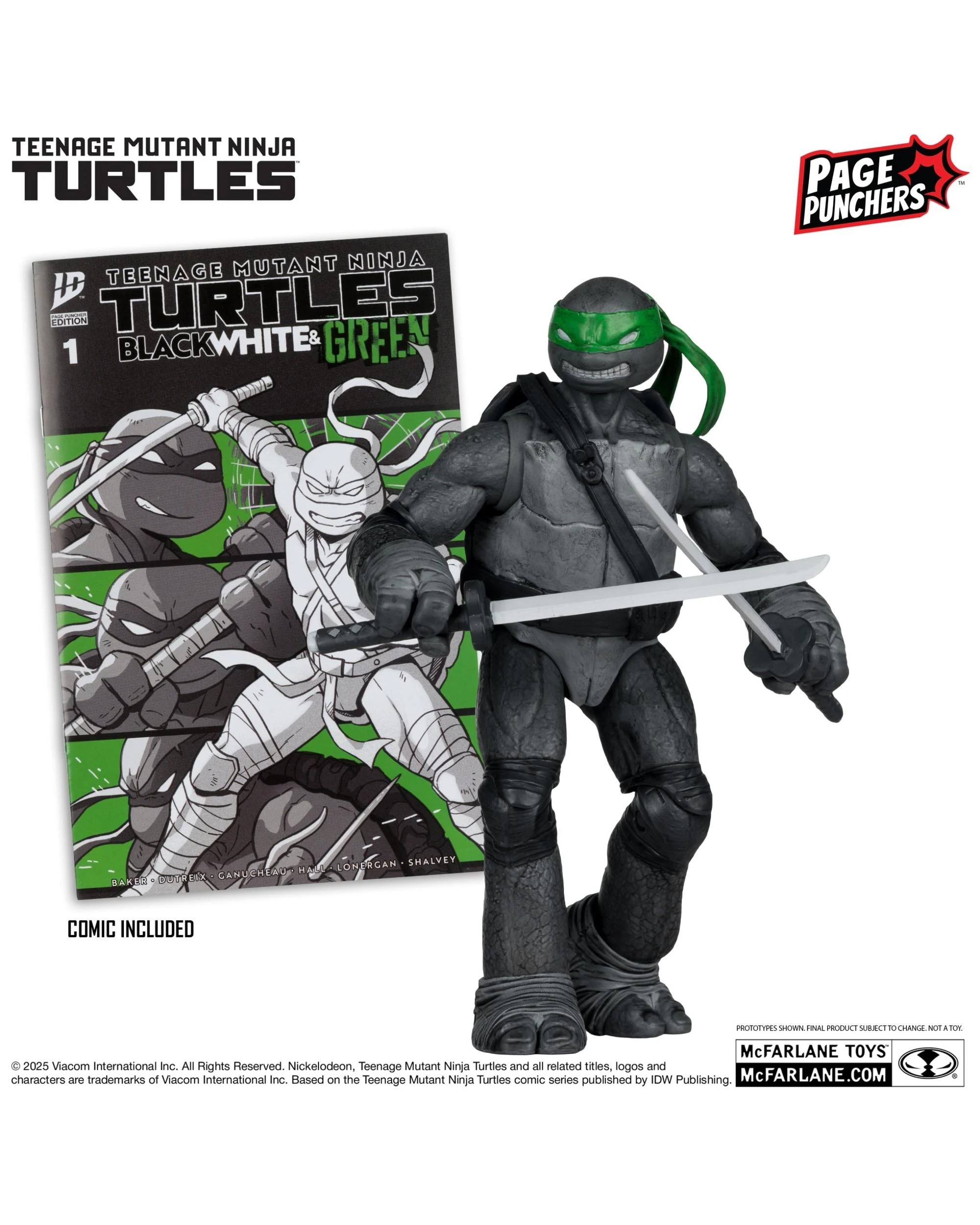 2 Teenage Mutant Ninja Turtles Leonardo Black White and Green Page Punchers Red Platinum Edition 5 inch Figure With Comic, 2 of 9