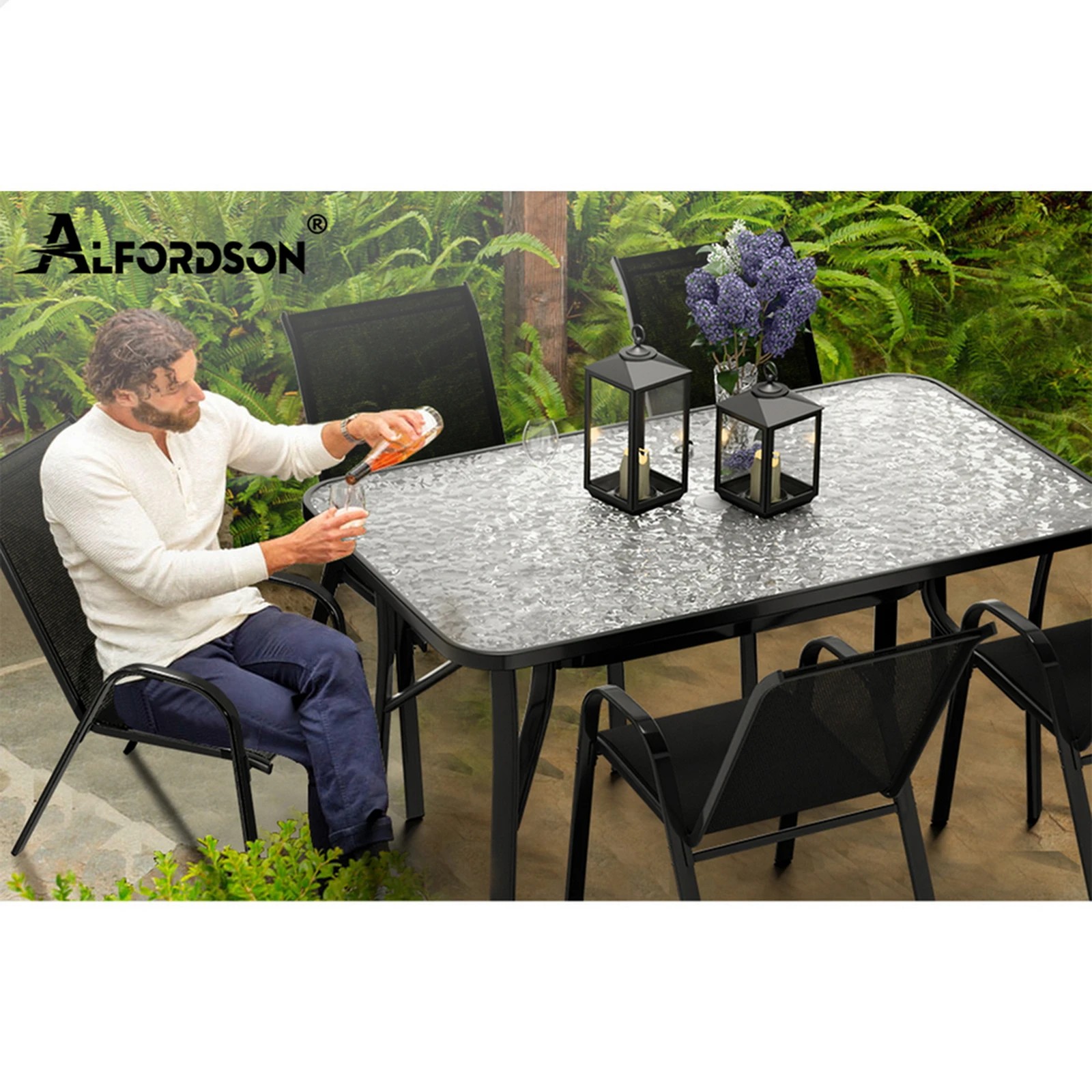 9 Alfordson 5PCS Outdoor Dining Set Table and Chairs Patio Furniture Bistro - Black, 9 of 9