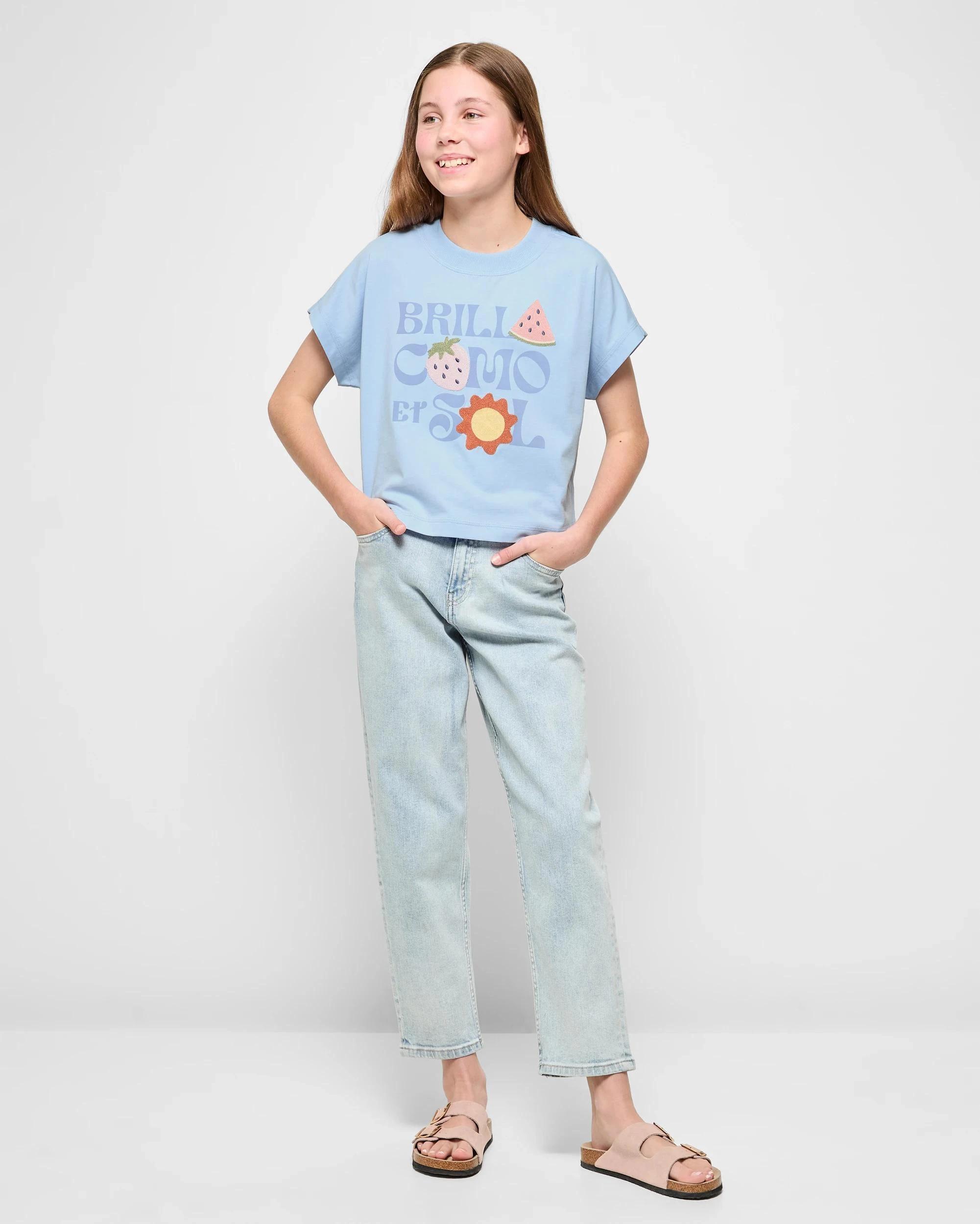 2 Target Australian Cotton Extended Shoulder Applique T-shirt BLUE FRUIT, 2 of 5