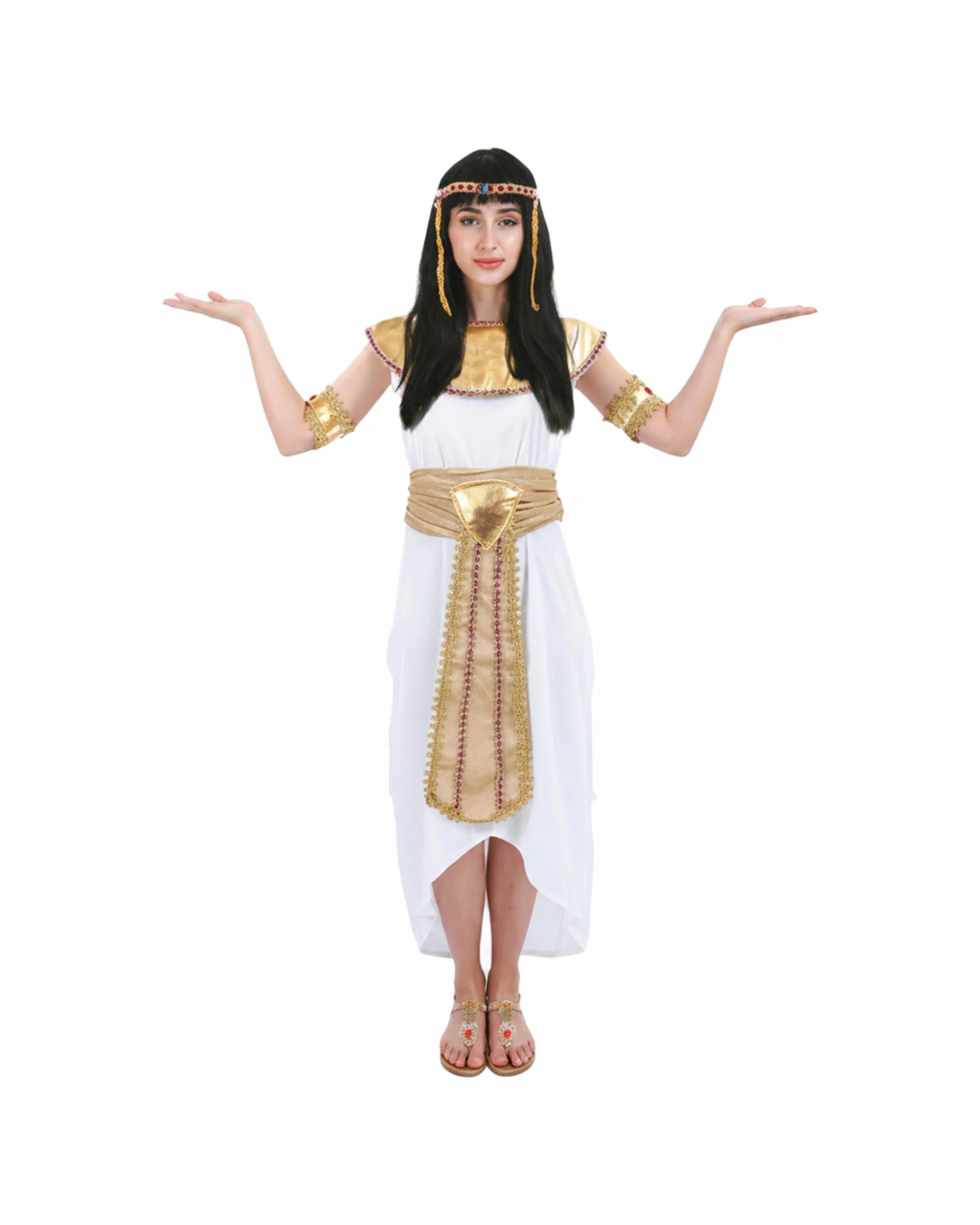 1 JD Party Adult Egyptian Queen Costume Complete Set M/L - White, 1 of 1