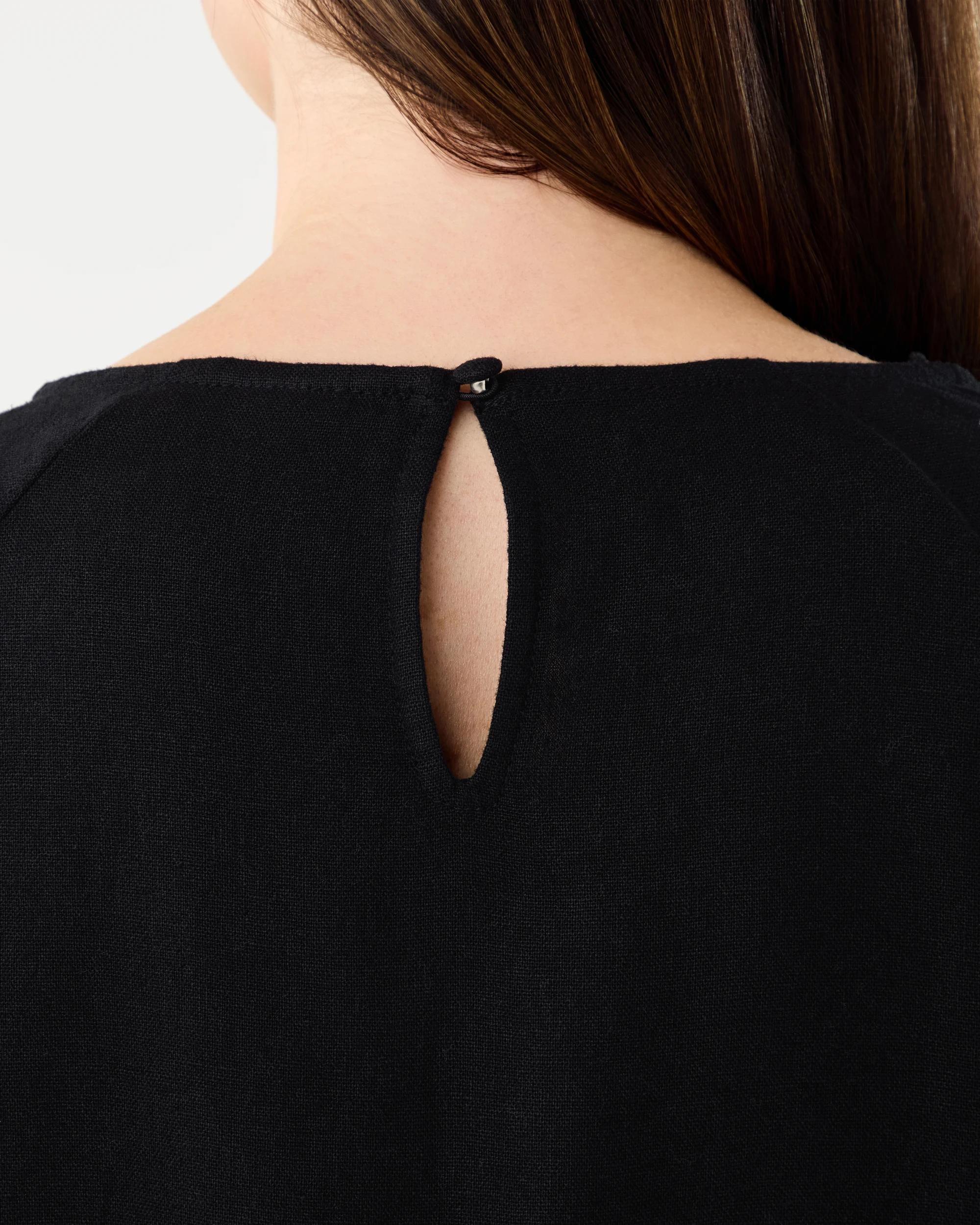6 Long Sleeve Linen Blend Top Black, 6 of 7