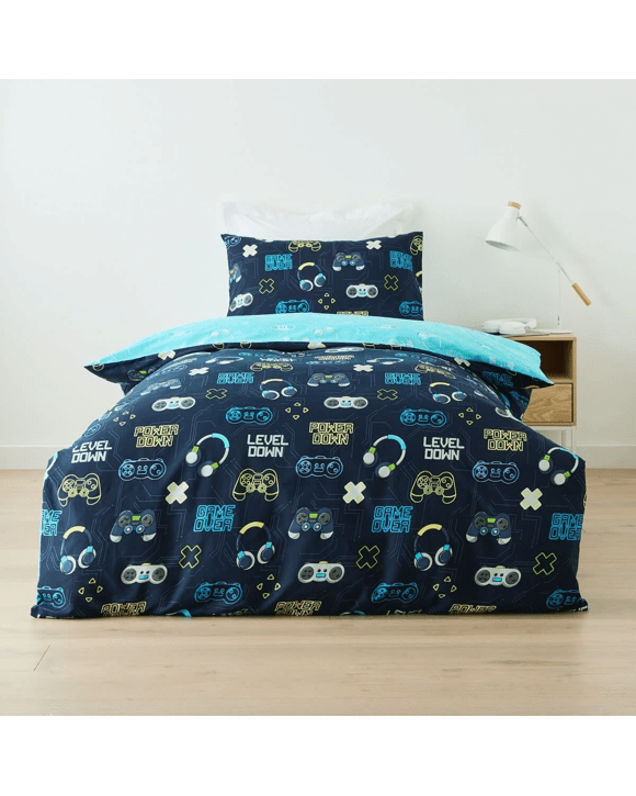 Gaming Cotton Rich Reversible Quilt Cover Set Single Bed Kmart