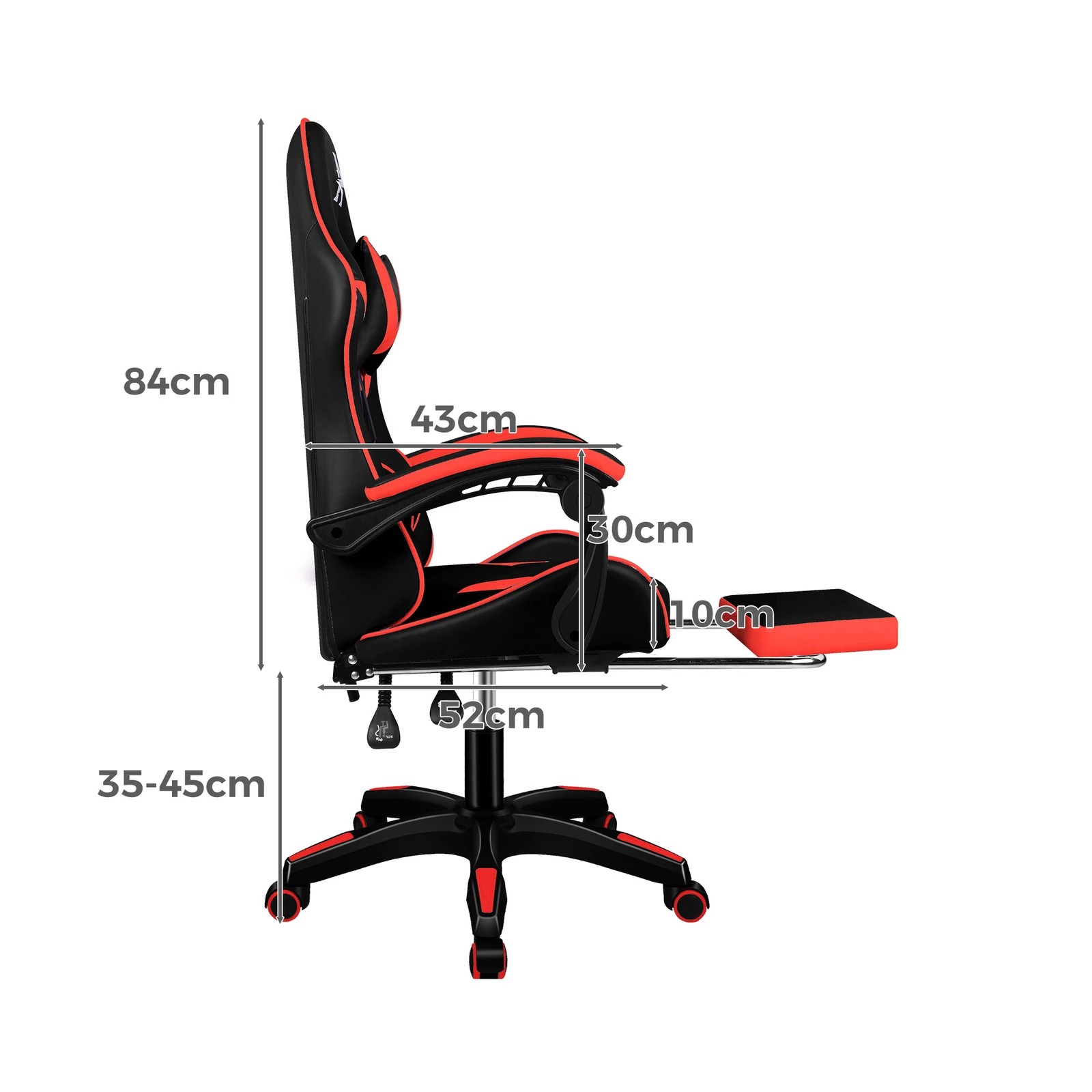 9 Alfordson Gaming Office Chair Massage Computer Footrest Seat Leather - Red, 9 of 10