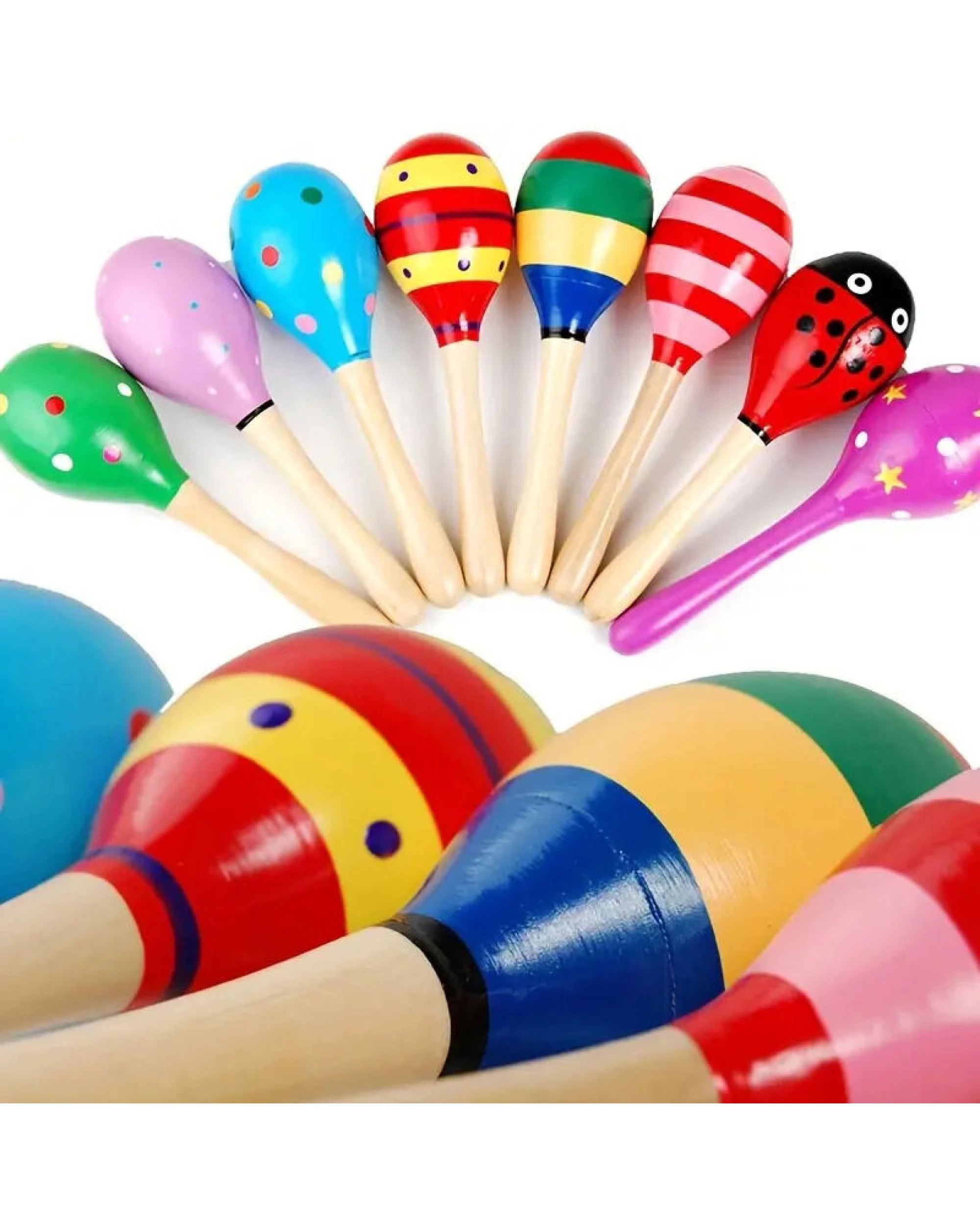 3 BR Toys Wooden Maracas Musical Shakers - Pack of 6, 3 of 5