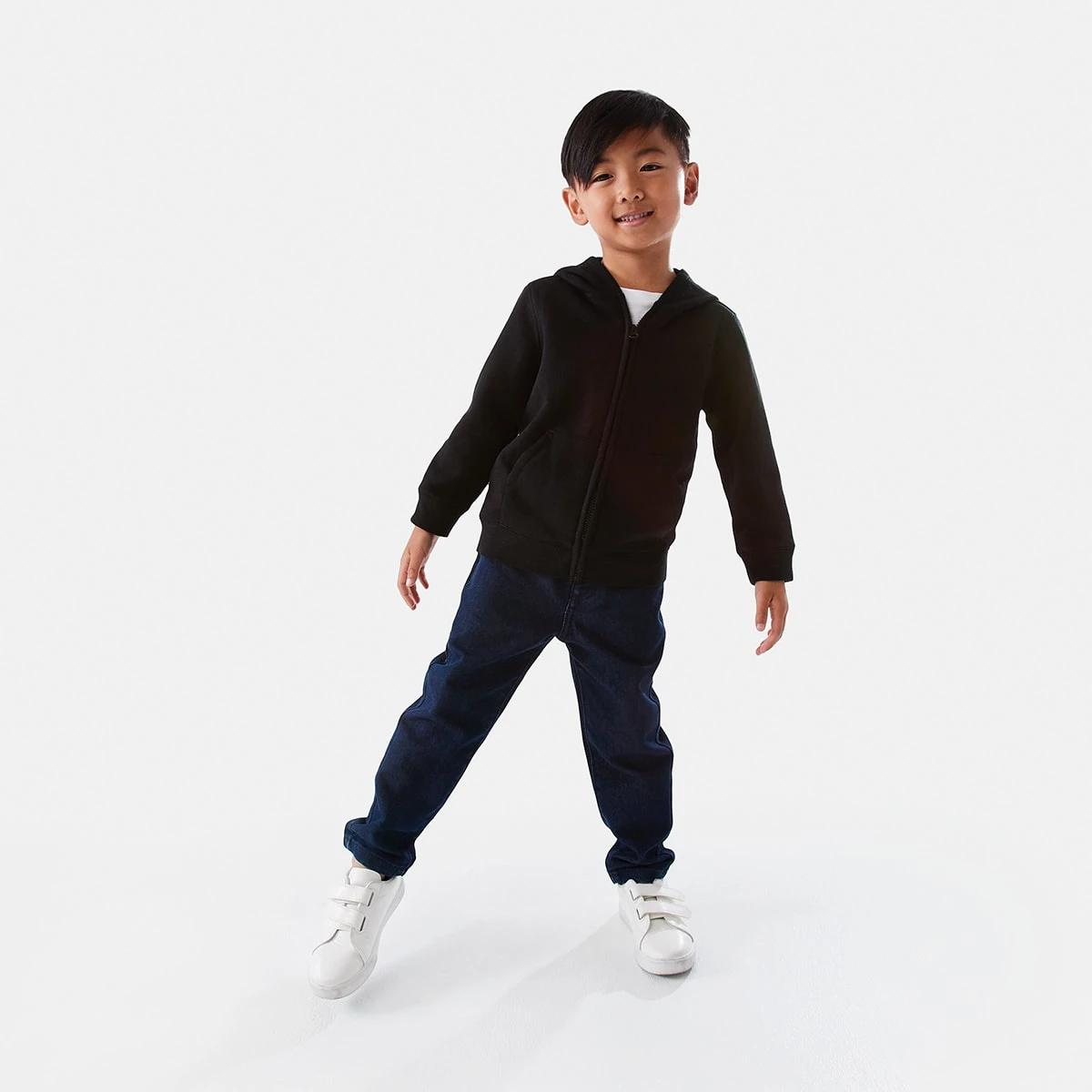 6 Plain Zip Through Hoodie Black, 6 of 9