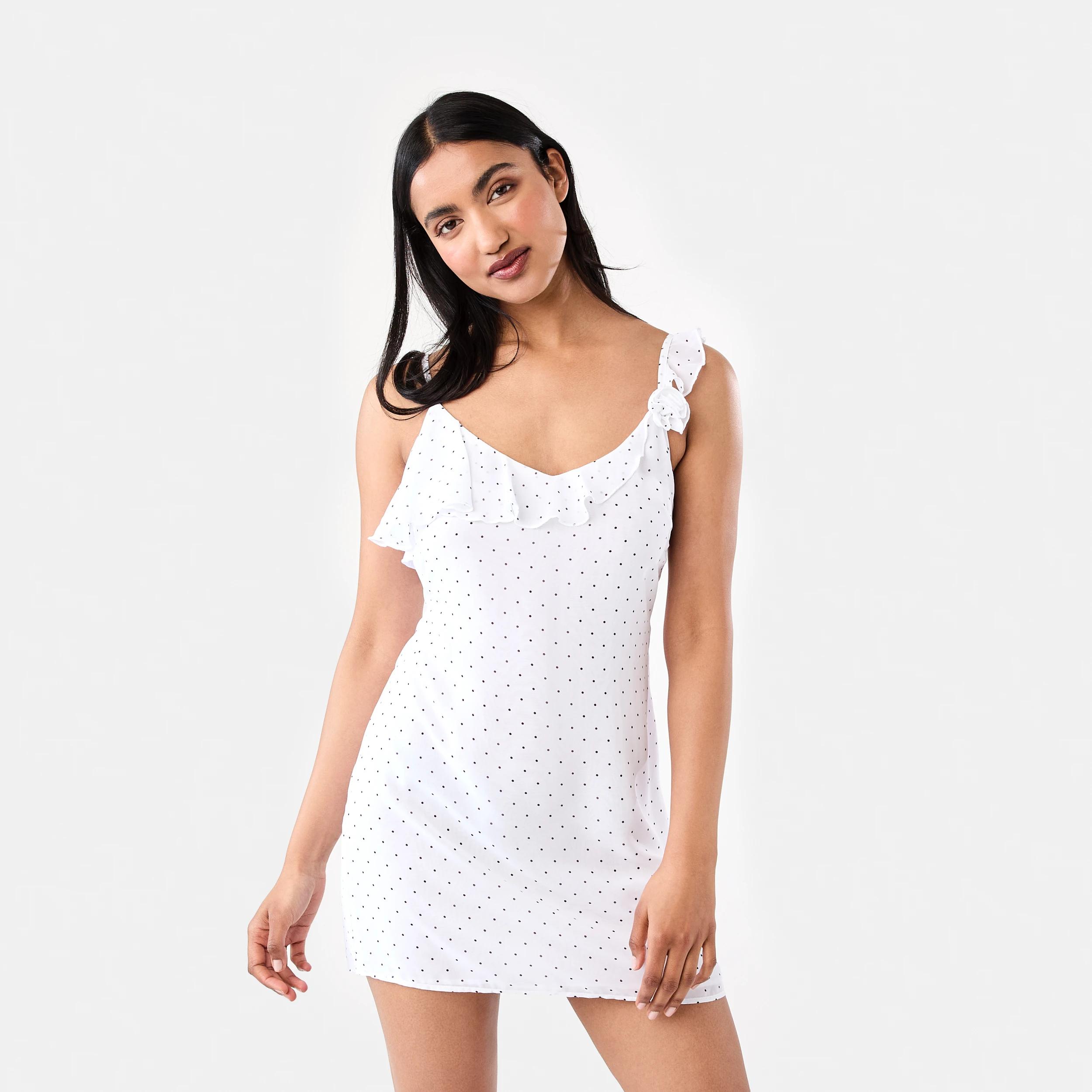 1 Rosette Mini Dress White Dot, 1 of 8