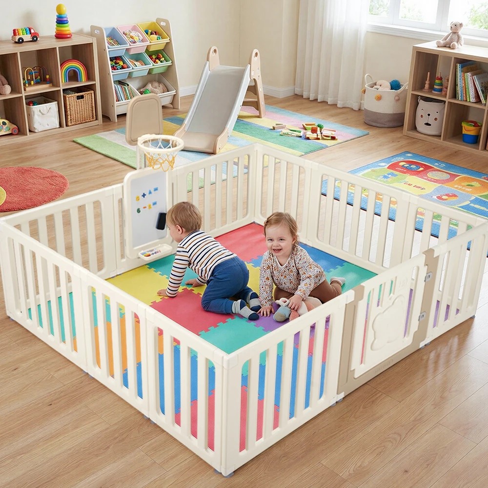 3 Playpals Kids Playpen 12 Panels Safety Gate with Drawing Whiteboard Play Game - Multi, 3 of 3