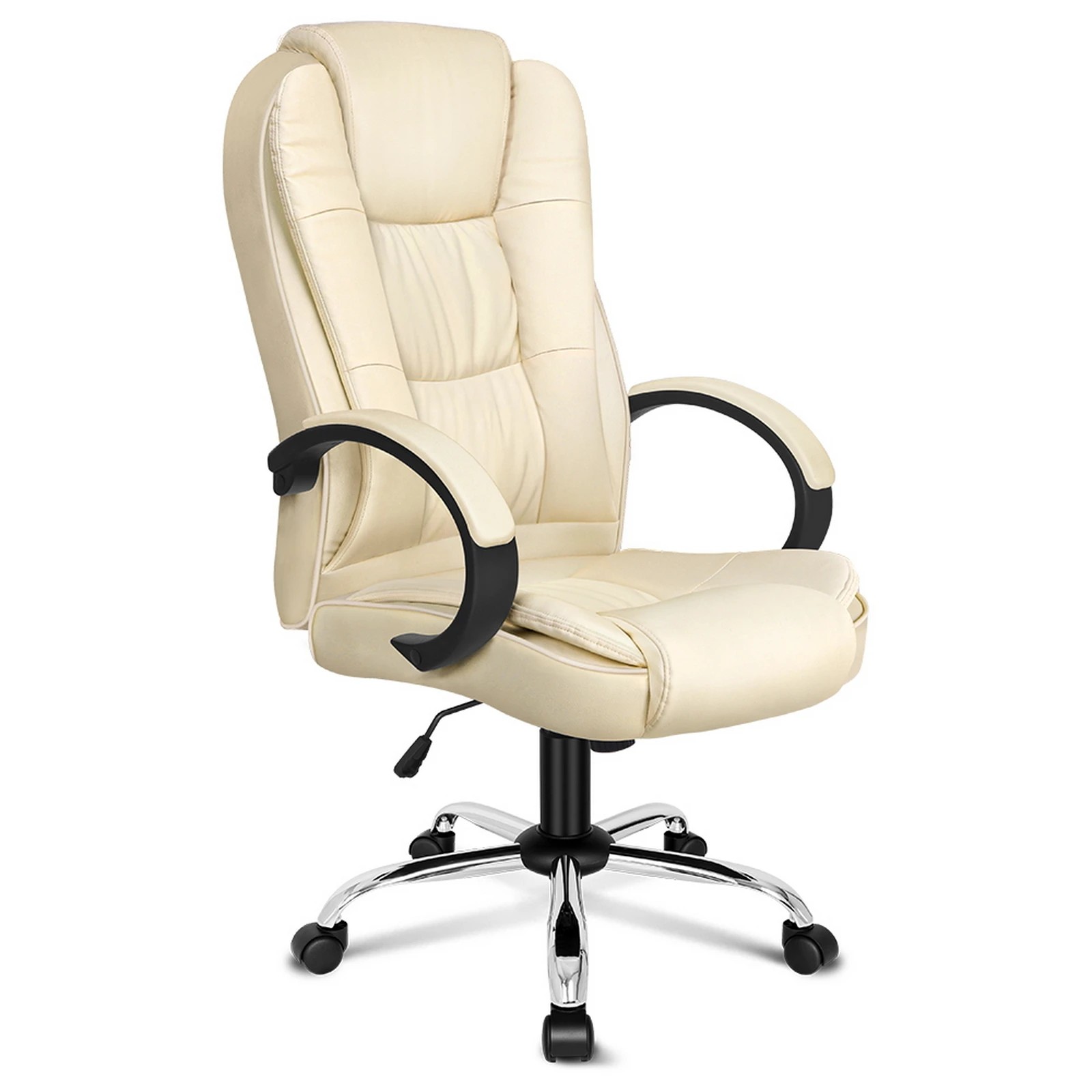 1 Alfordson Office Chair Executive Gaming Computer Racer PU Leather Seat - Beige, 1 of 10