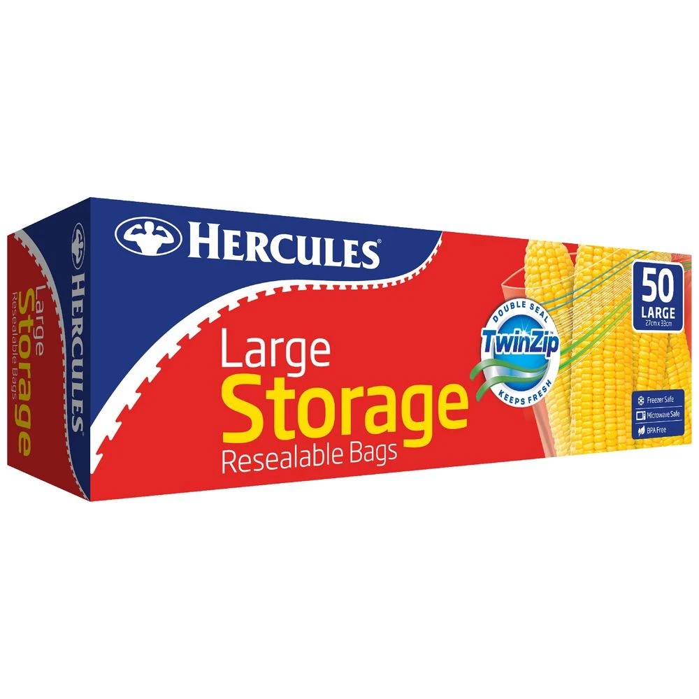 2 Hercules Twin Zip Storage Bags Large 50 Pack, 2 of 2