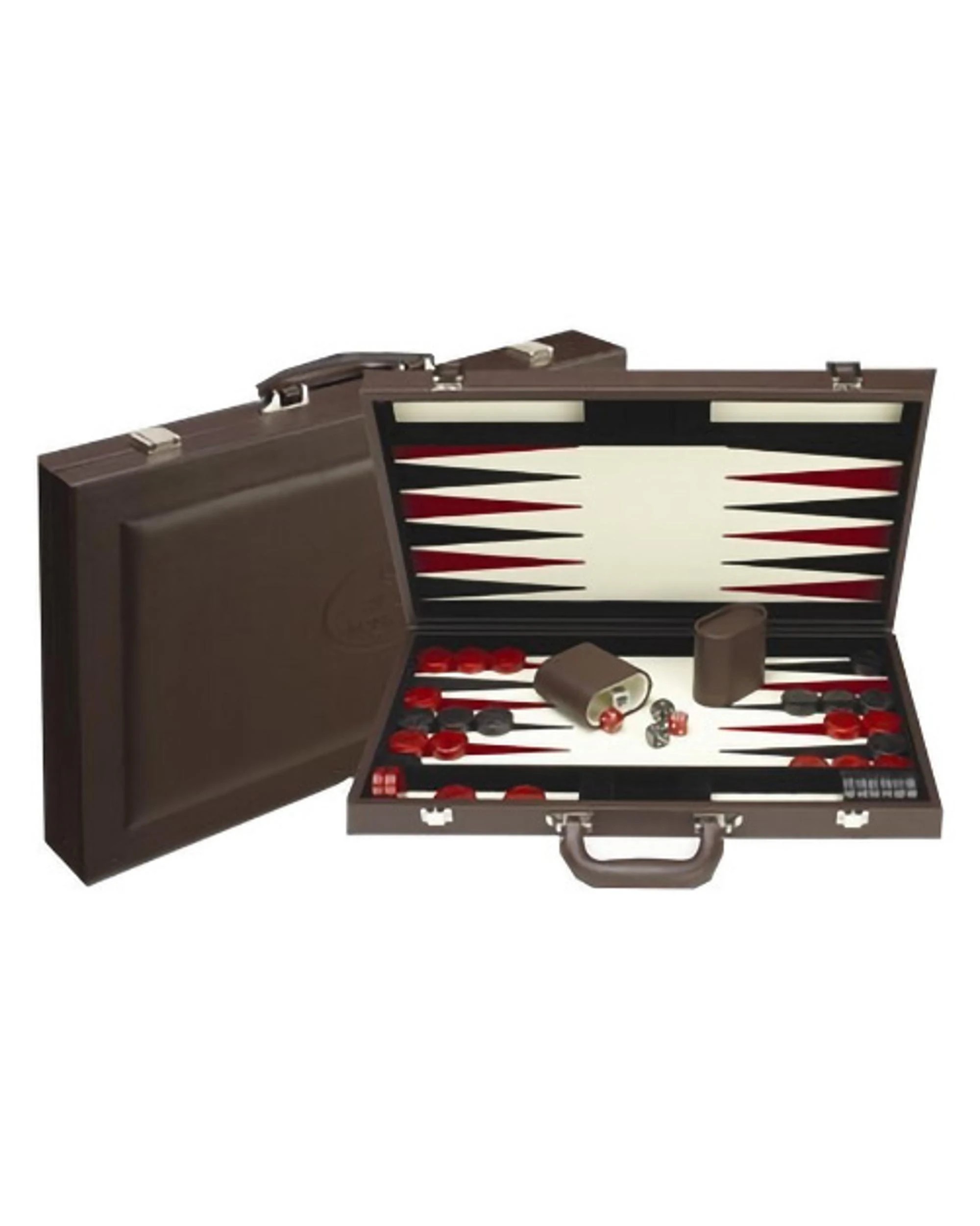 1 Dal Rossi Brown Leather 18 inch Backgammon Set, 1 of 1