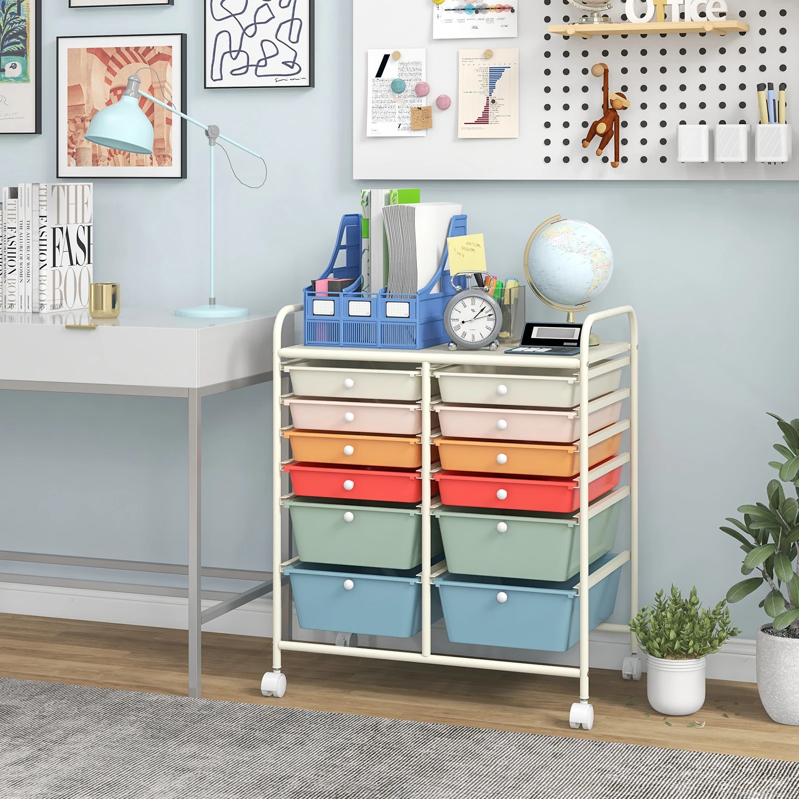 2 Costway 12 Drawers Rolling Storage Trolley Cart Filing Organizer - Multi, 2 of 6