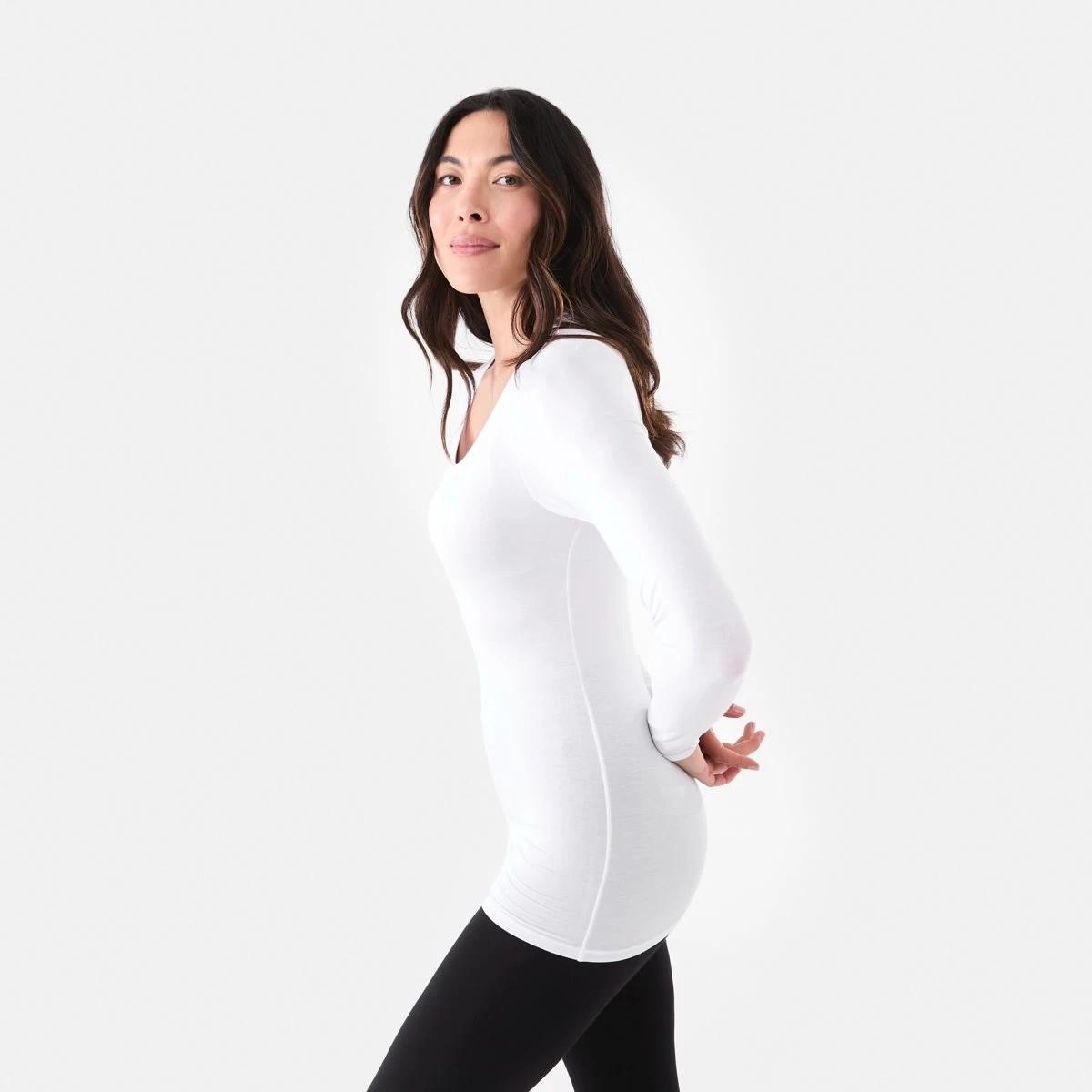 2 Bamboo Thermal Long Sleeves Top White, 2 of 5