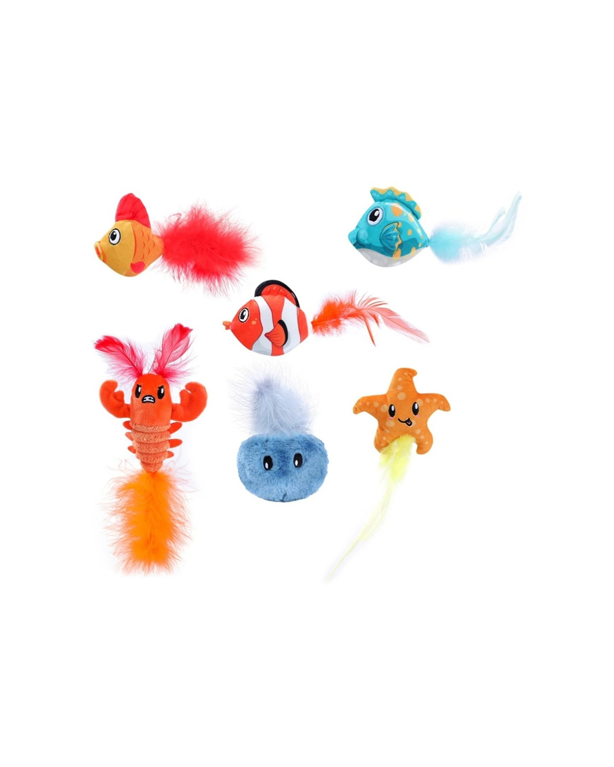 7 Paws & Claws 6x 2pc Cara Pet Cat Sea Life Plush Toy 10x5x5cm - Assorted, 7 of 8