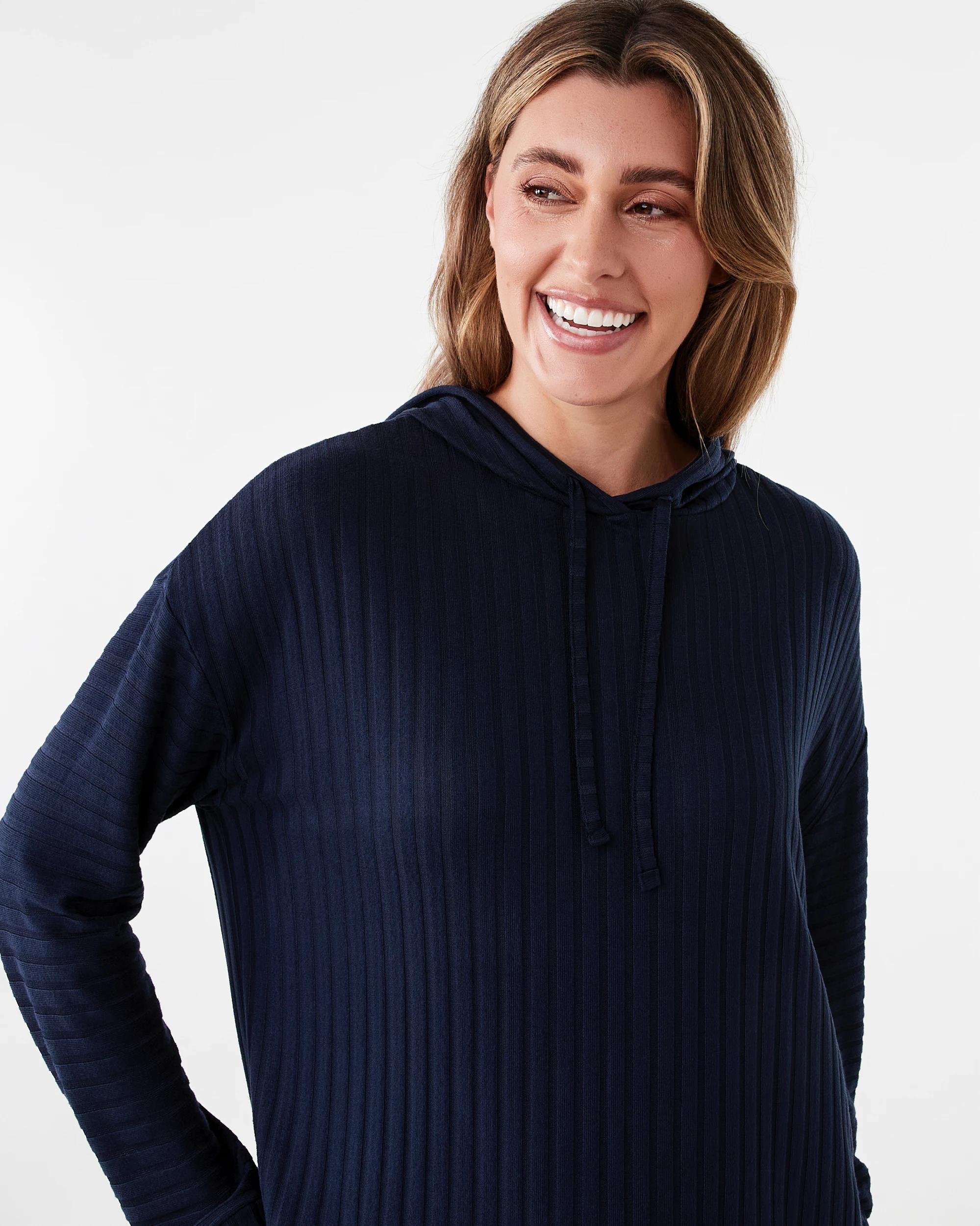 4 Long Sleeve Hooded Lounge Top Navy Blaze, 4 of 8