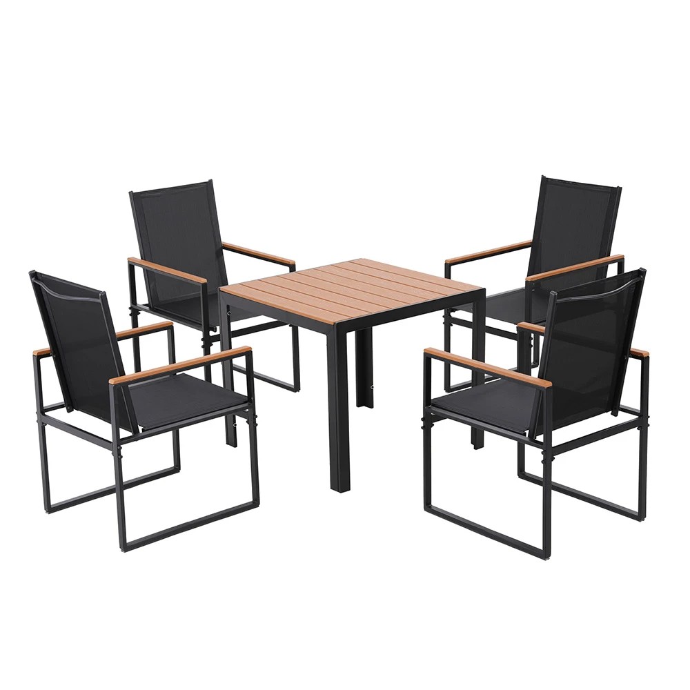 1 Gardeon 5PCS Outdoor Dining Set Table and Chairs Patio Garden Furniture Bistro Set - Black, 1 of 7