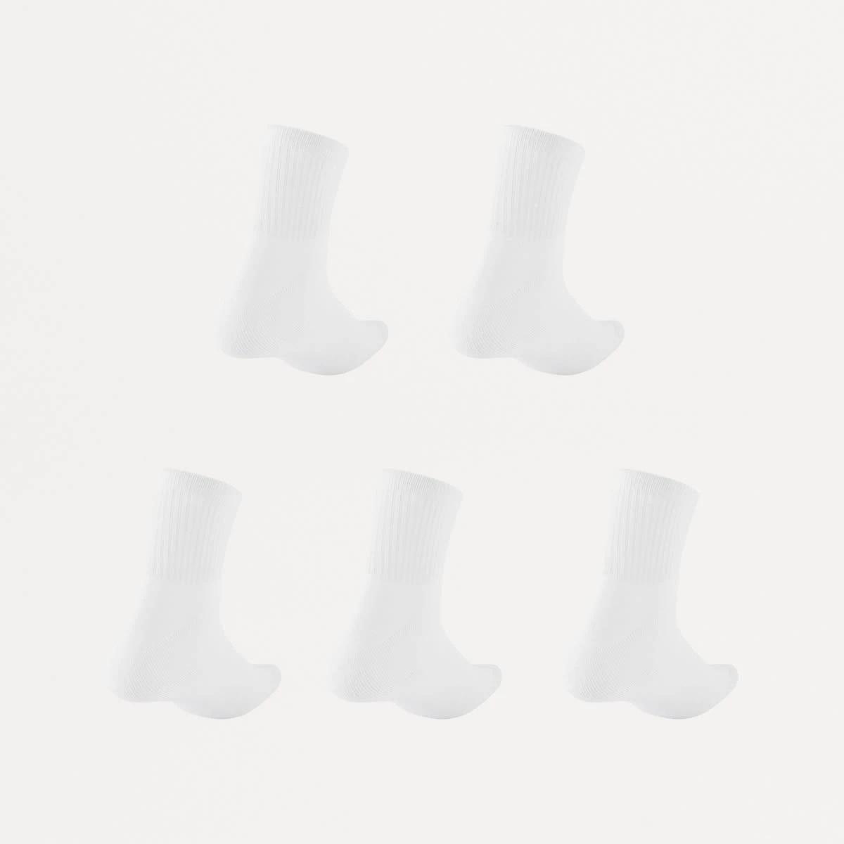 2 5 Pack Quarter Crew Sport Socks WHITE, 2 of 3