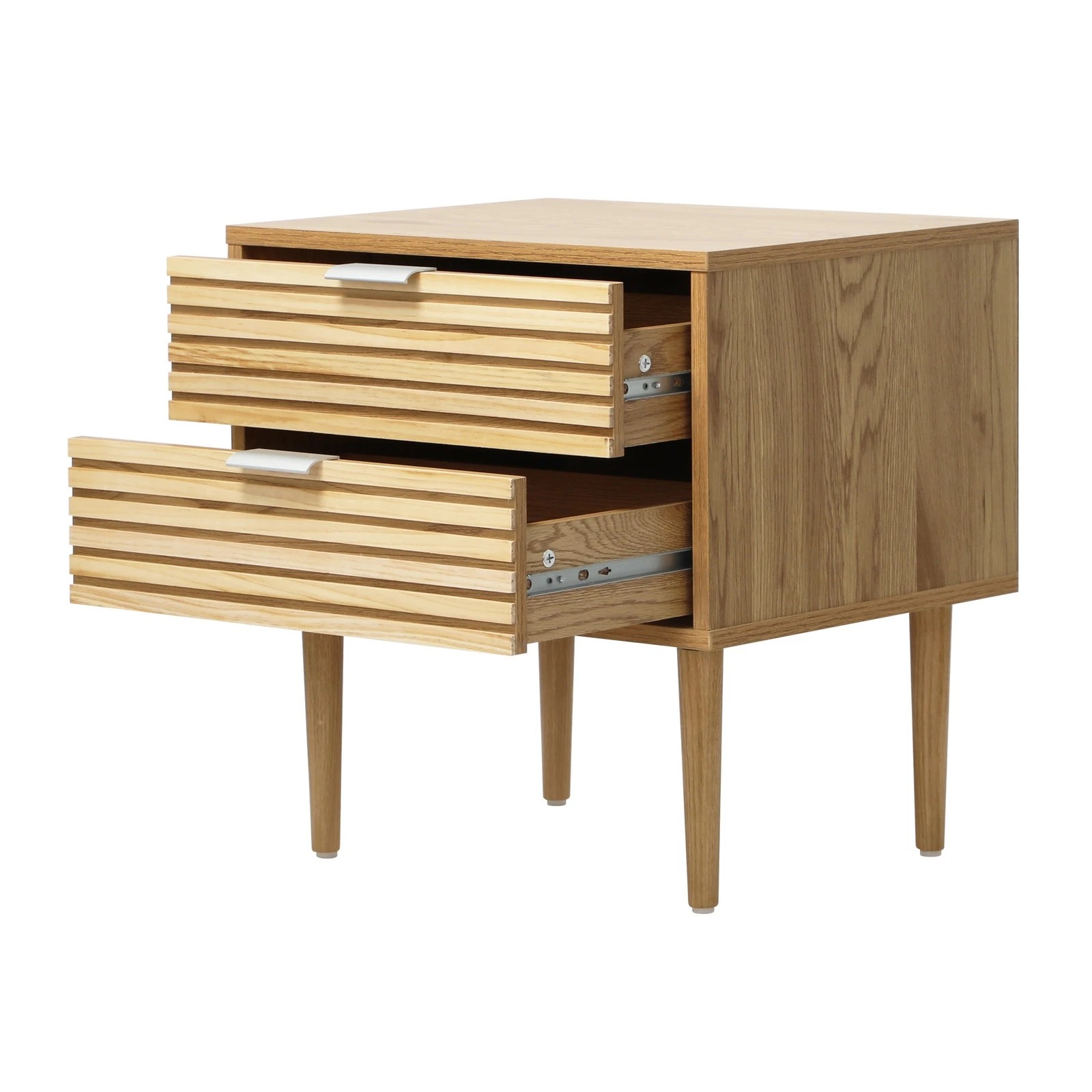 7 Oikiture Bedside Table 2 Drawers Side Table Cabinet Metal Handle - Natural, 7 of 8