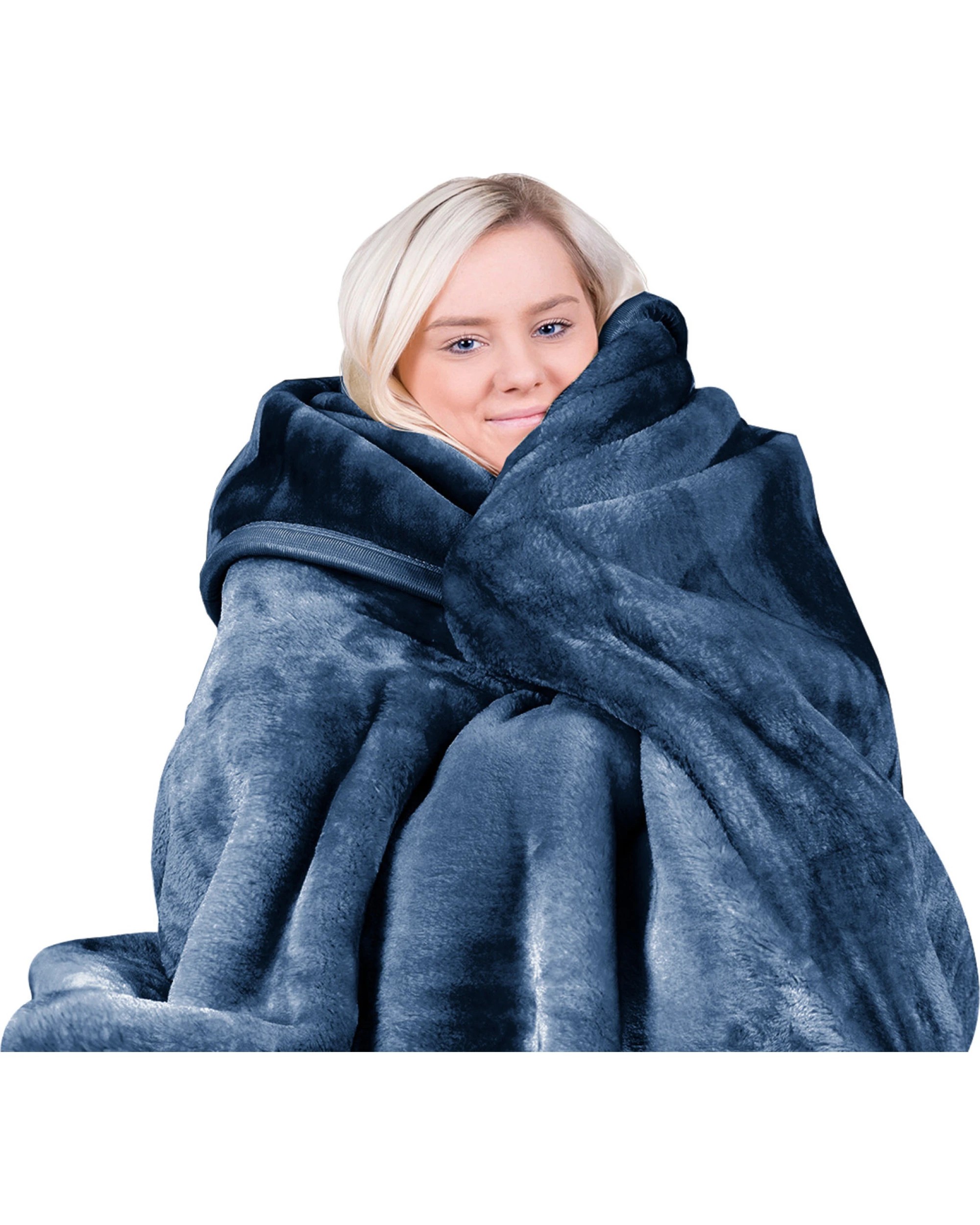 2 Laura Hill 800-gsm Mink Blanket Double-sided Soft Plush Bed Faux Throw Rug Navy Blue
 - Queen Bed, 2 of 9