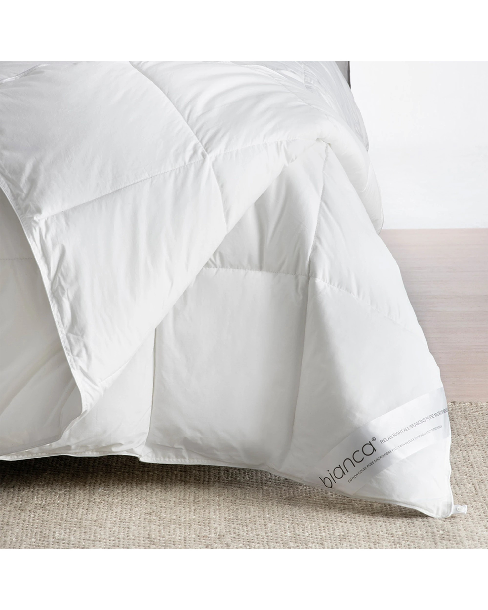 3 Bianca Relax Right Microfibre All Seasons Quilt 550gsm Cotton Japara Queen - White, 3 of 3