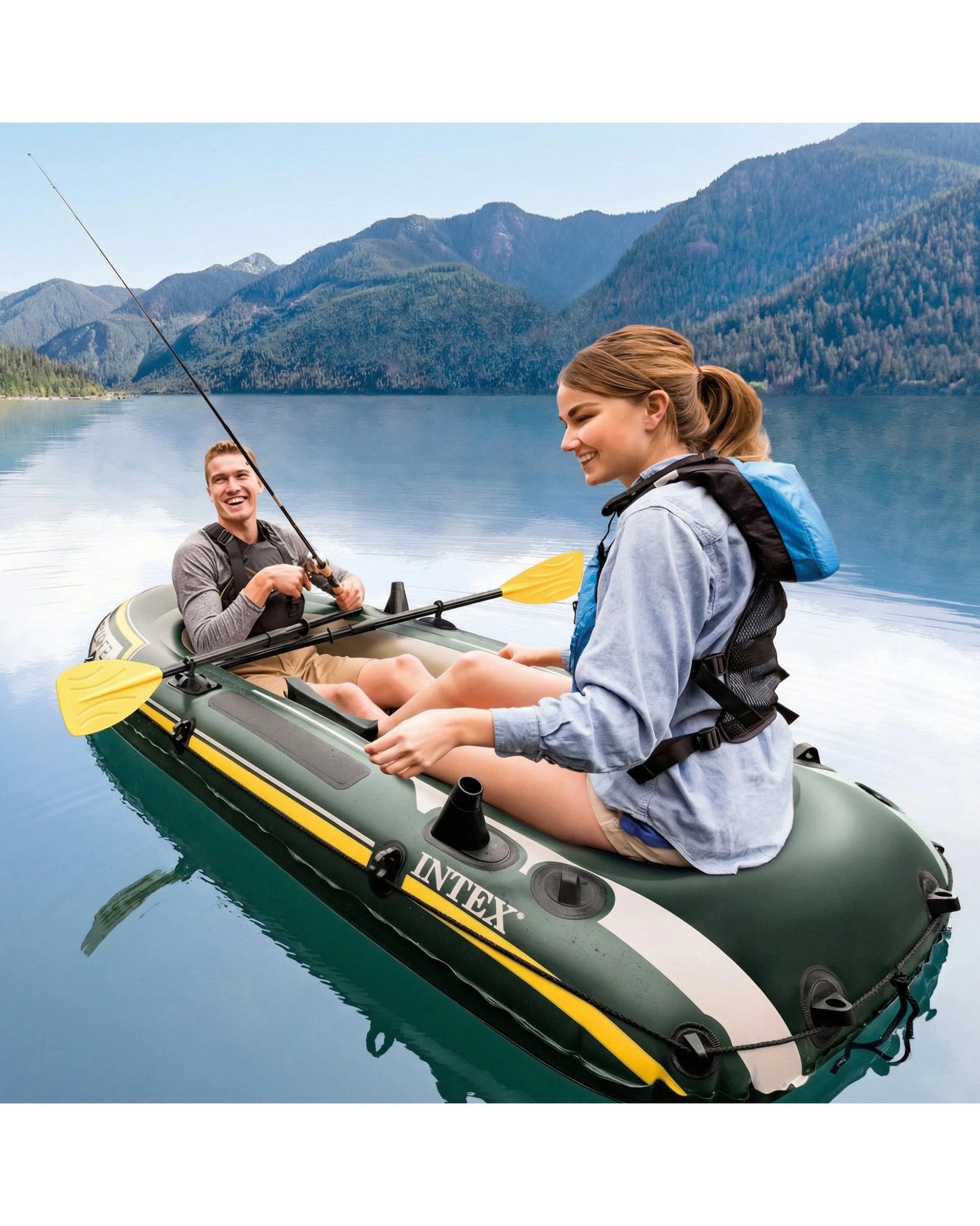 5 Intex Seahawk 2 Boat Set 68347NP Inflatable - Green, 5 of 10