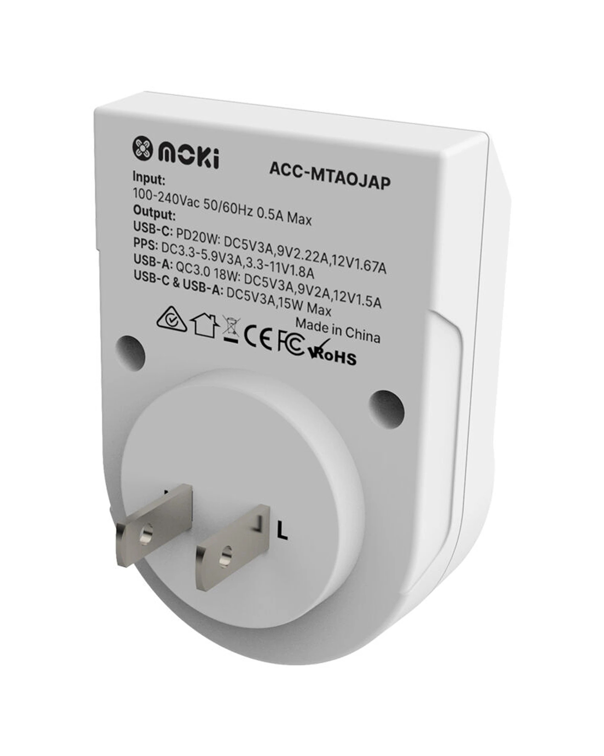3 Moki 2PK Travel Adaptor Plus Outbound AUSNZ to Japan with Type C and USB A - White, 3 of 4