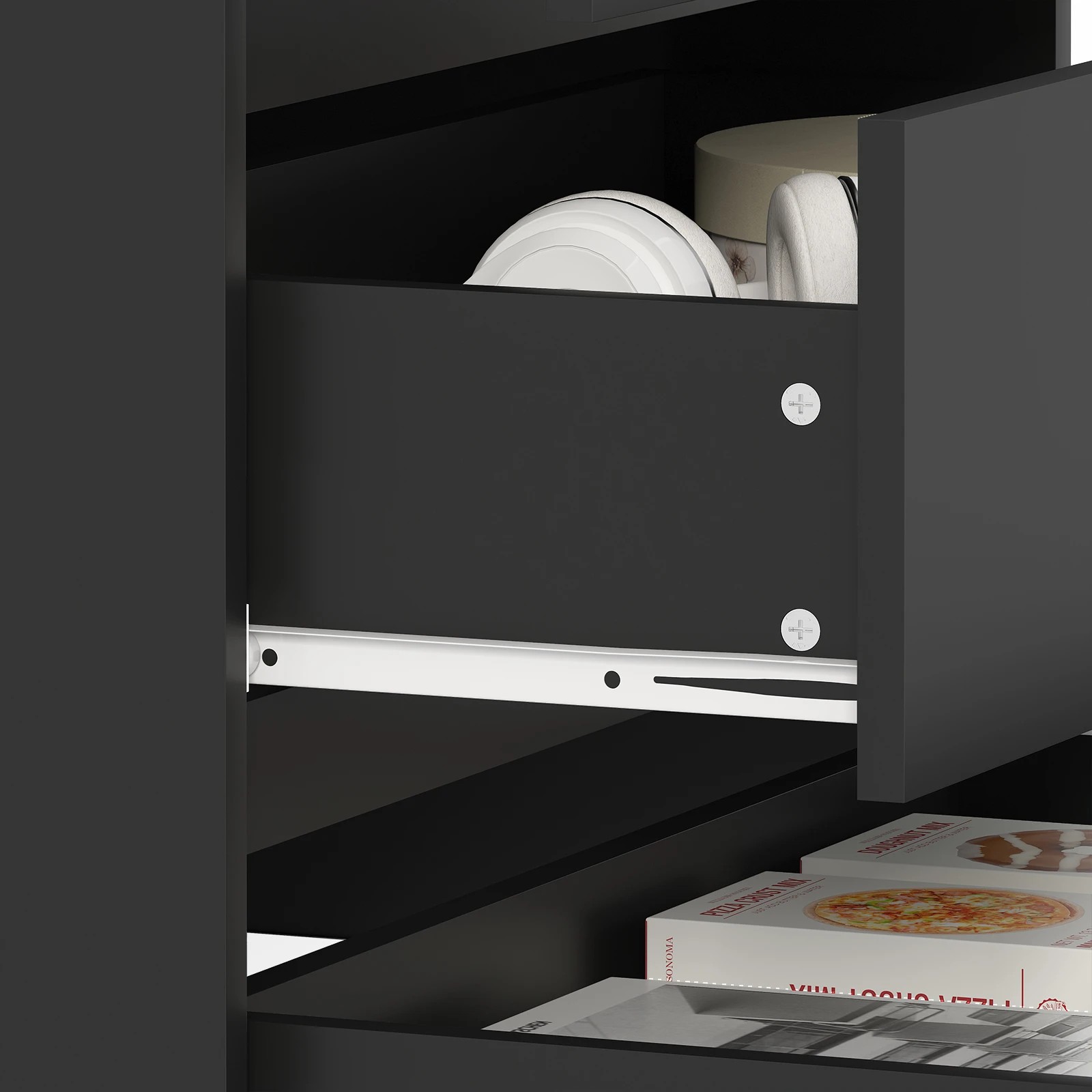 5 Advwin Set of 2 Bedside Table 77cm - Black, 5 of 10