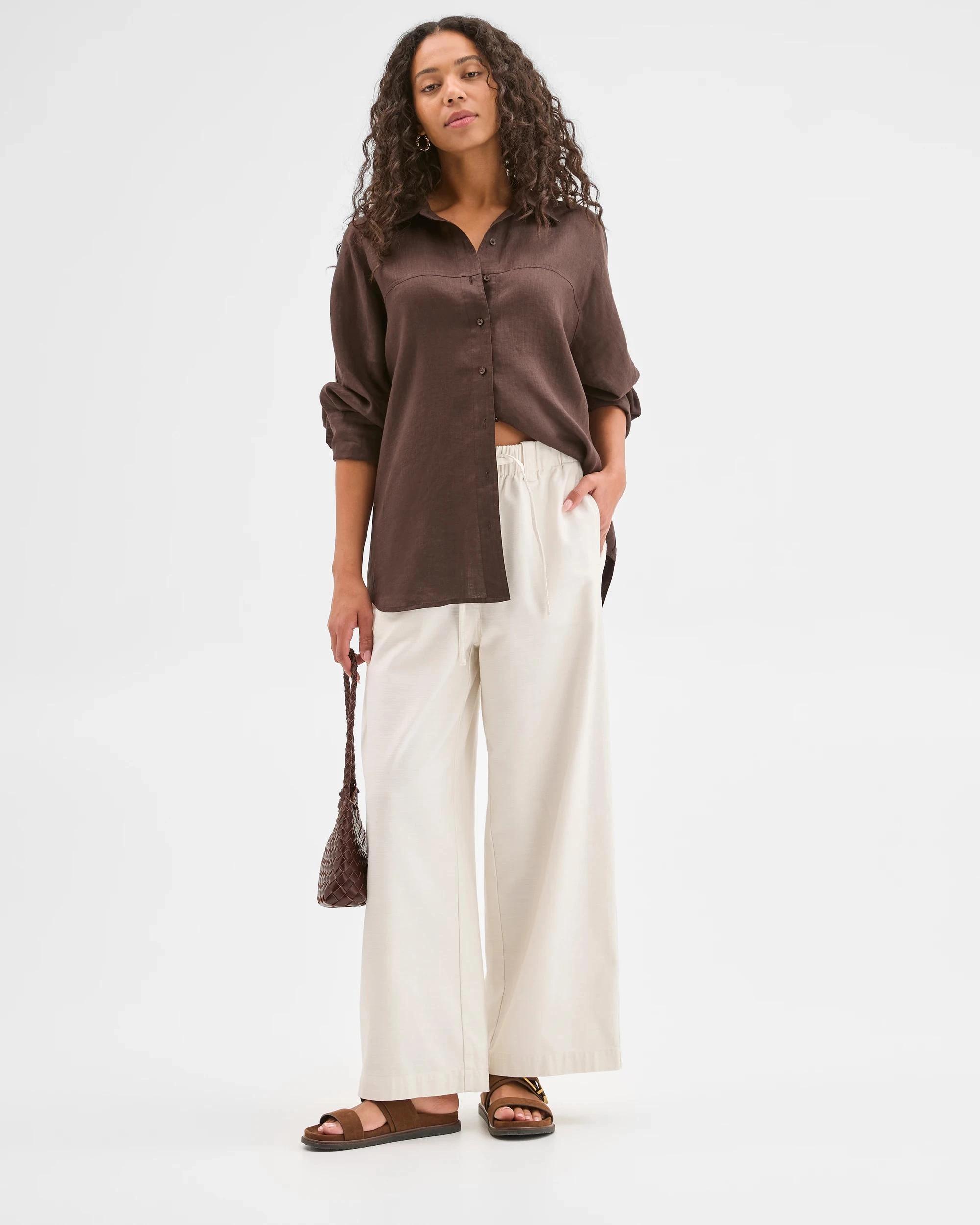 3 Target Woman Australian Cotton Textured Cotton Pant CLOUD DANCER, 3 of 7