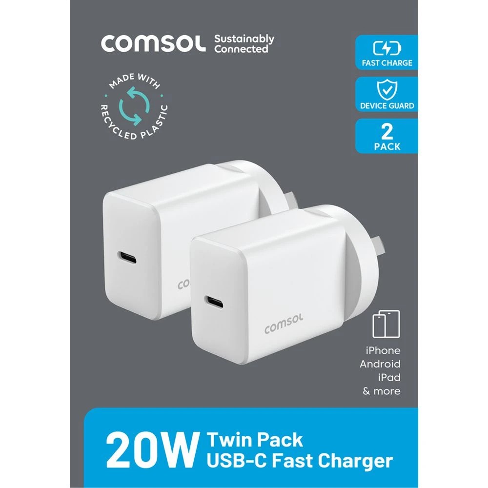 2 Comsol 20W USB-C Charger Twin Pack, 2 of 2