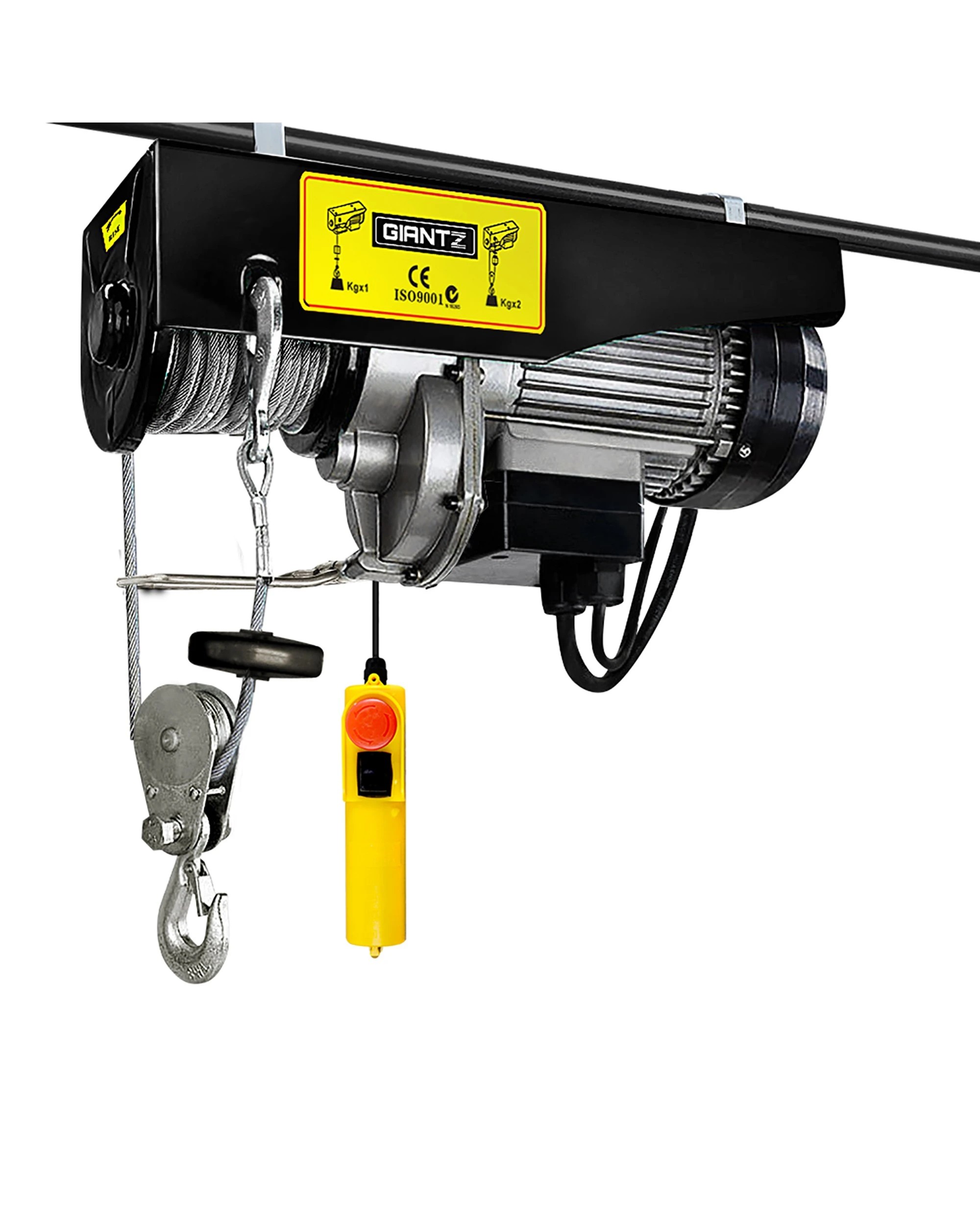 1 Giantz Electric Hoist Winch 500/1000KG Cable 20M Rope Tool Remote Chain Lifting - Black, 1 of 6