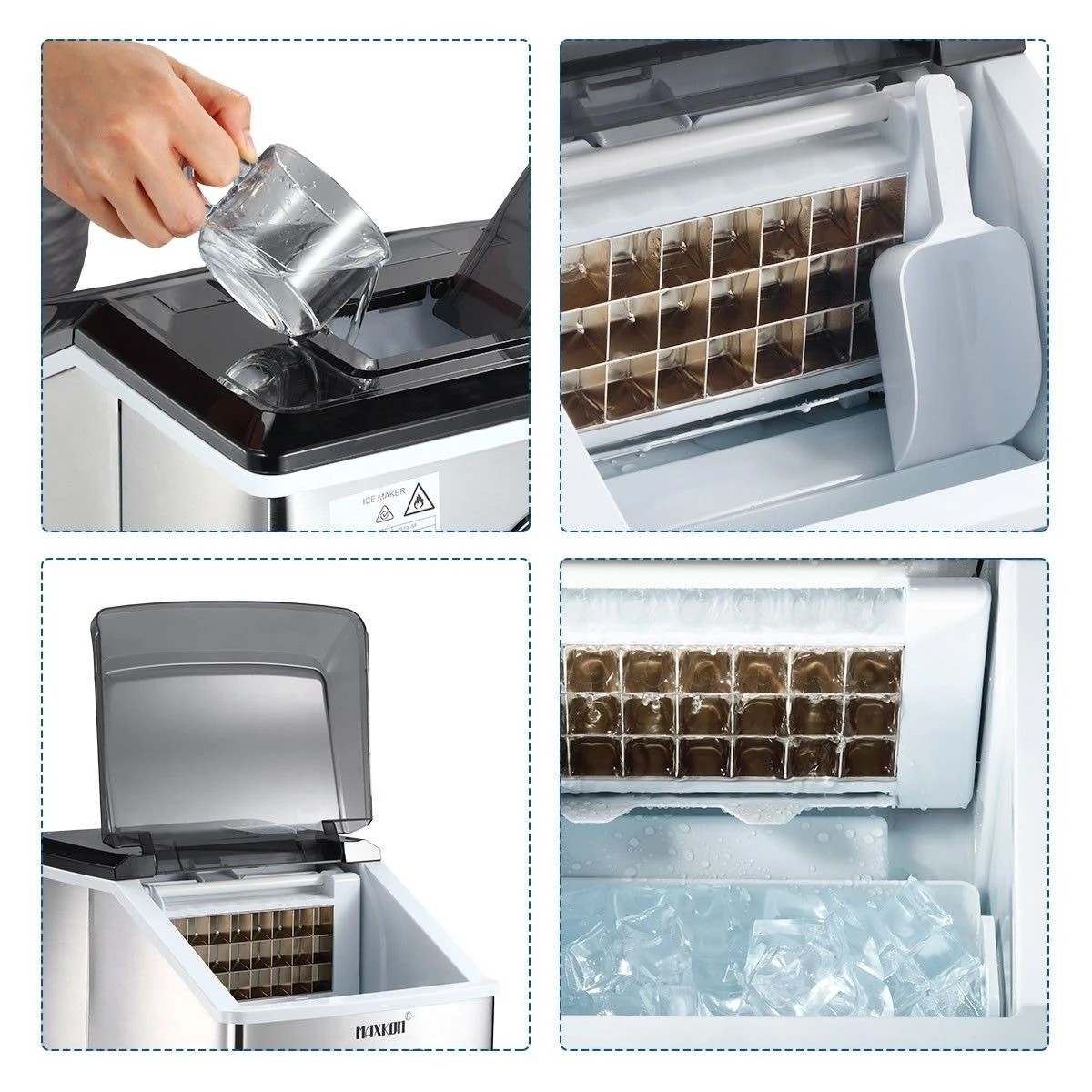 2 Maxkon 17 Kg Home Ice Maker Machine Stainless Steel Countertop, 2 of 5