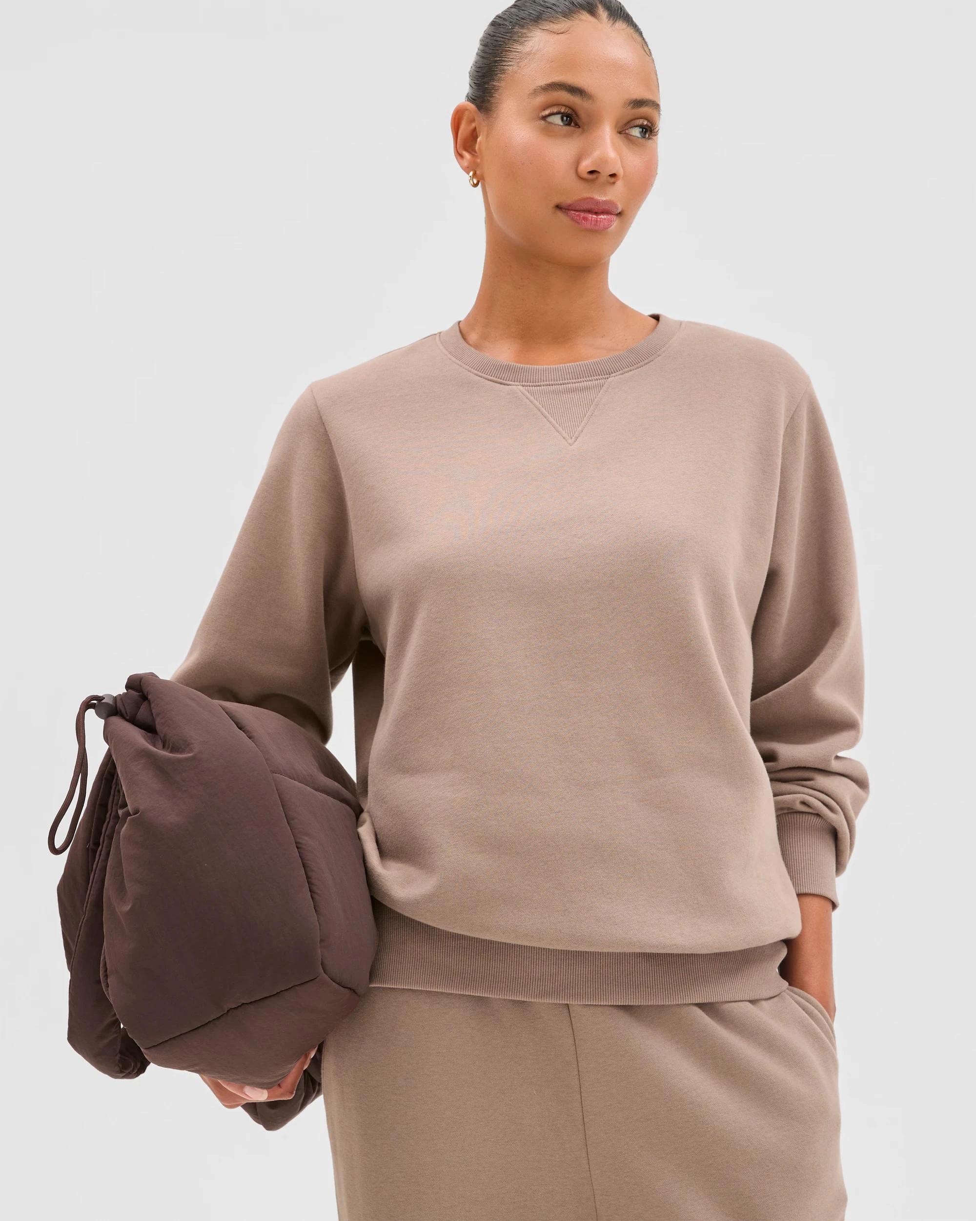 1 Target Active Australian Cotton Blend Fleece Sweat Top MUSHROOM, 1 of 6