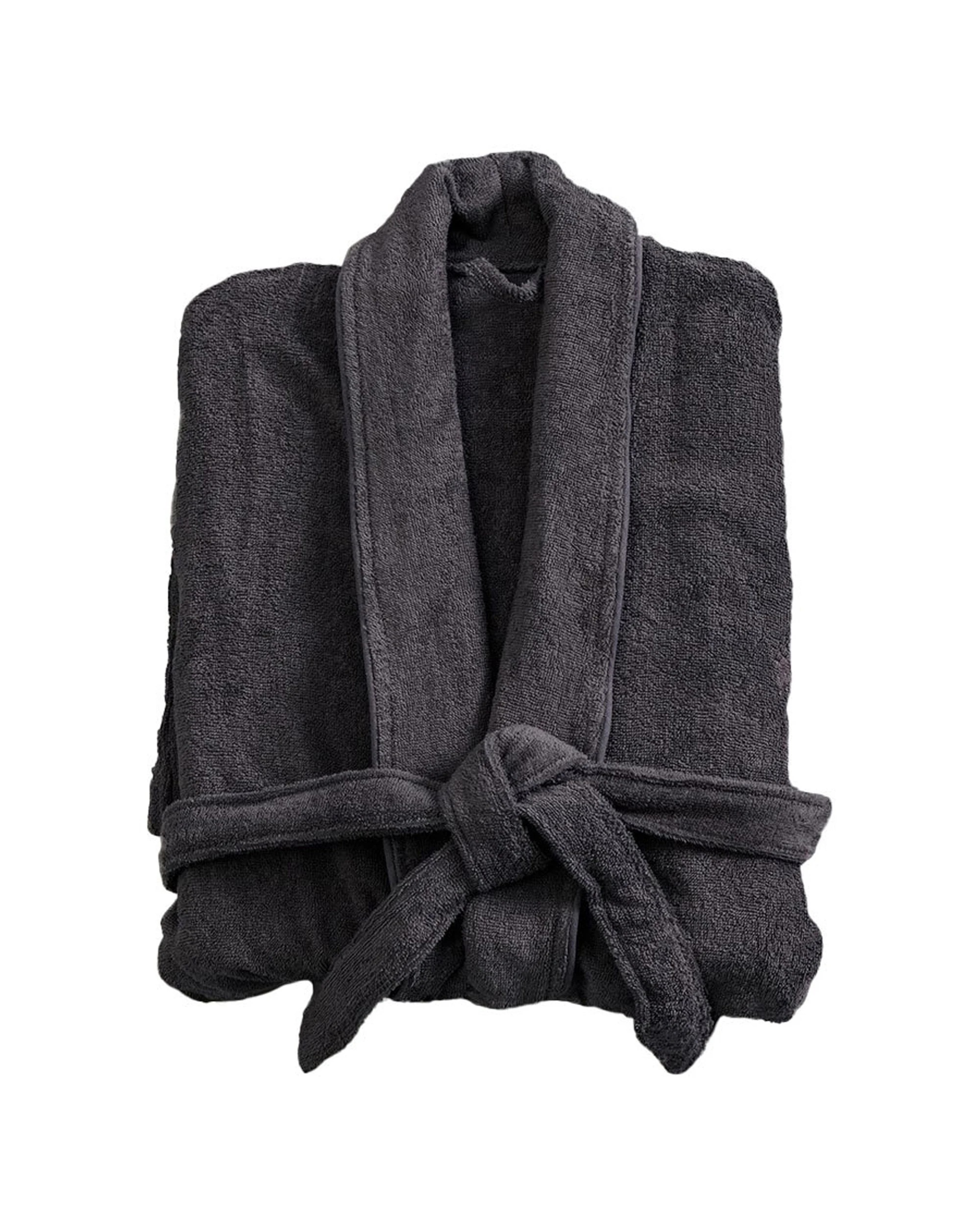 1 Canningvale Lusso Unisex Cotton Terry Durable Plush Bathrobe Large Nero
 - Grey, 1 of 4