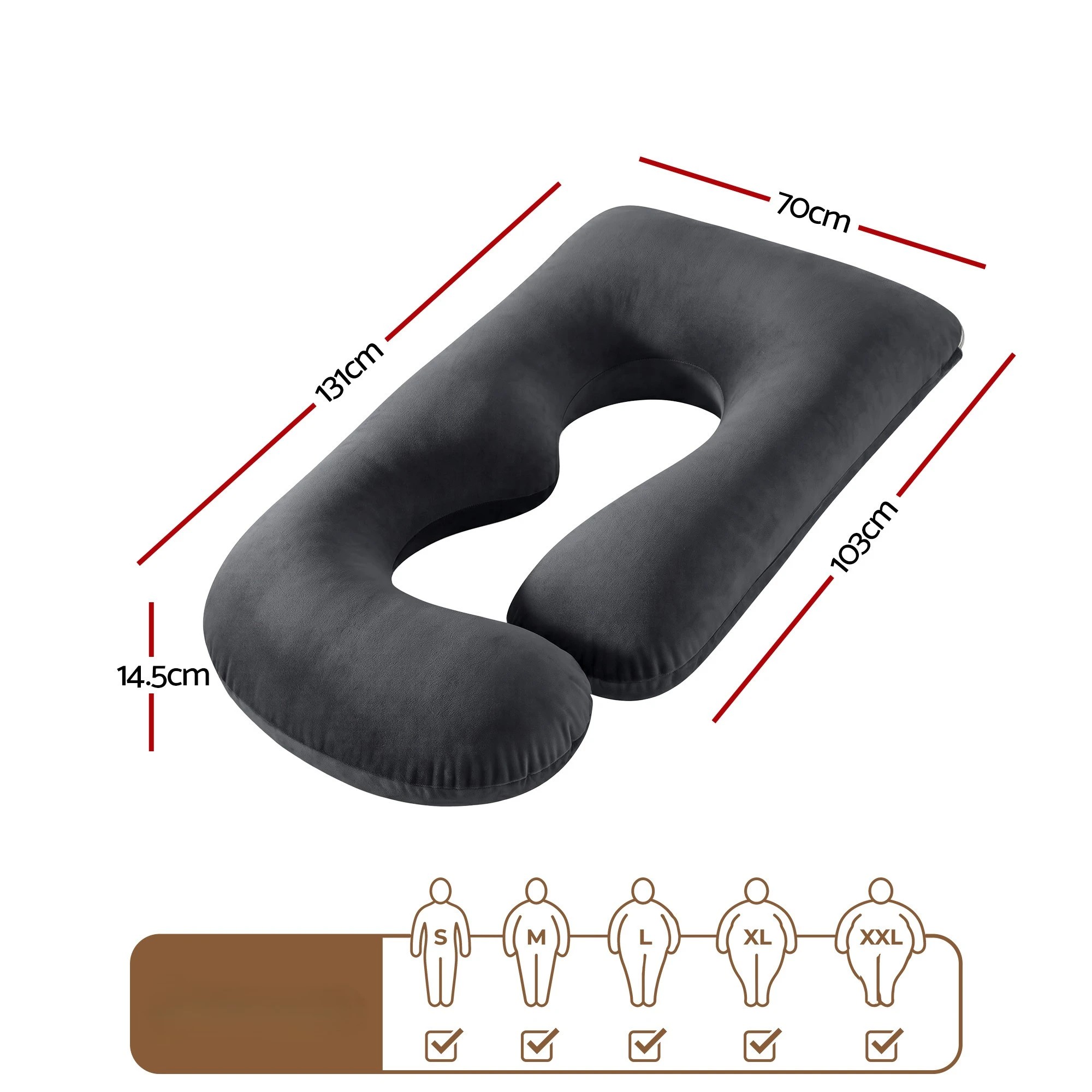 3 Giselle Bedding G-Shaped Maternity Pillow for Back and Belly Support - Grey, 3 of 9