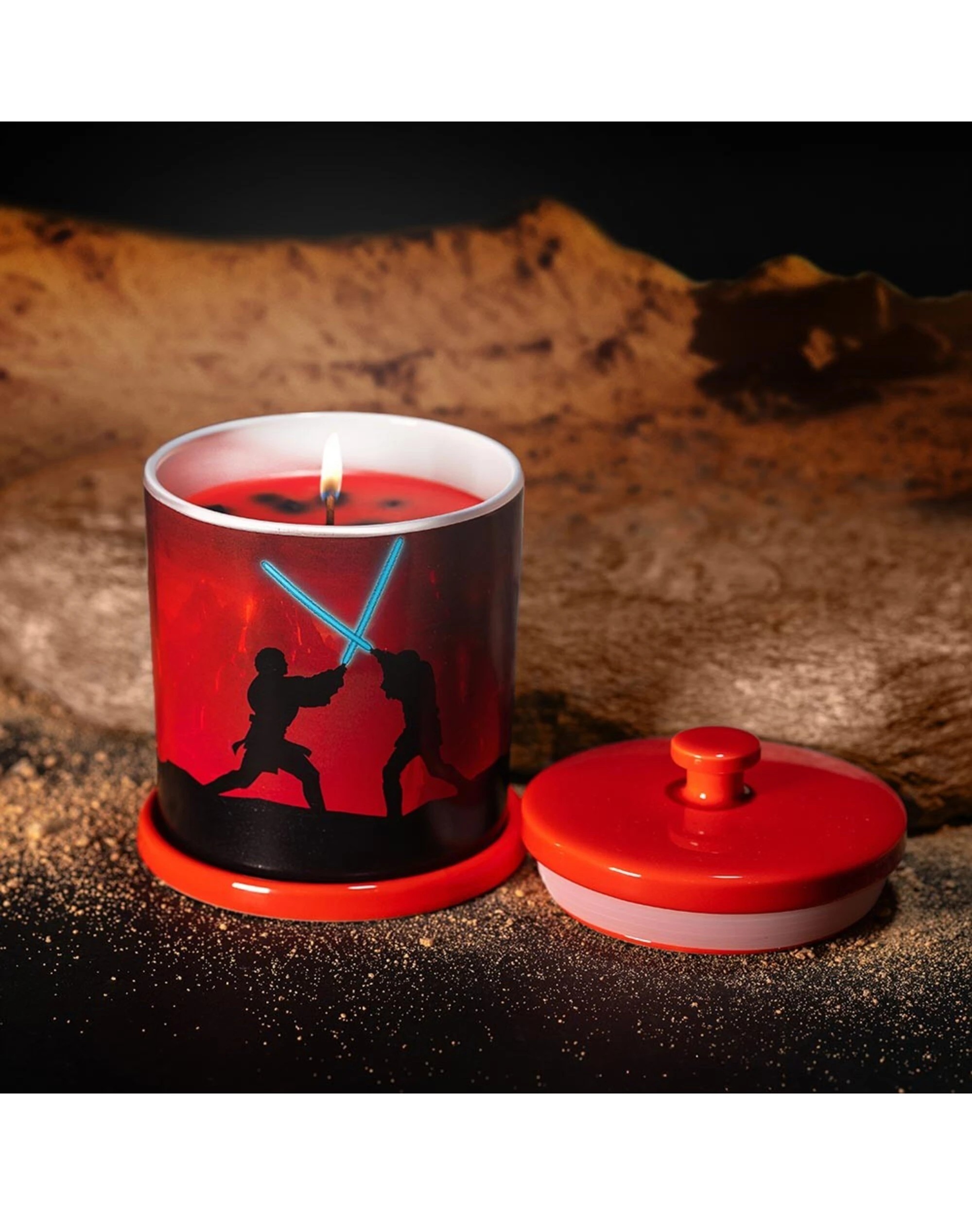 4 Star Wars - Duel on Mustafar Candle with Trinket Tray - Red, 4 of 4