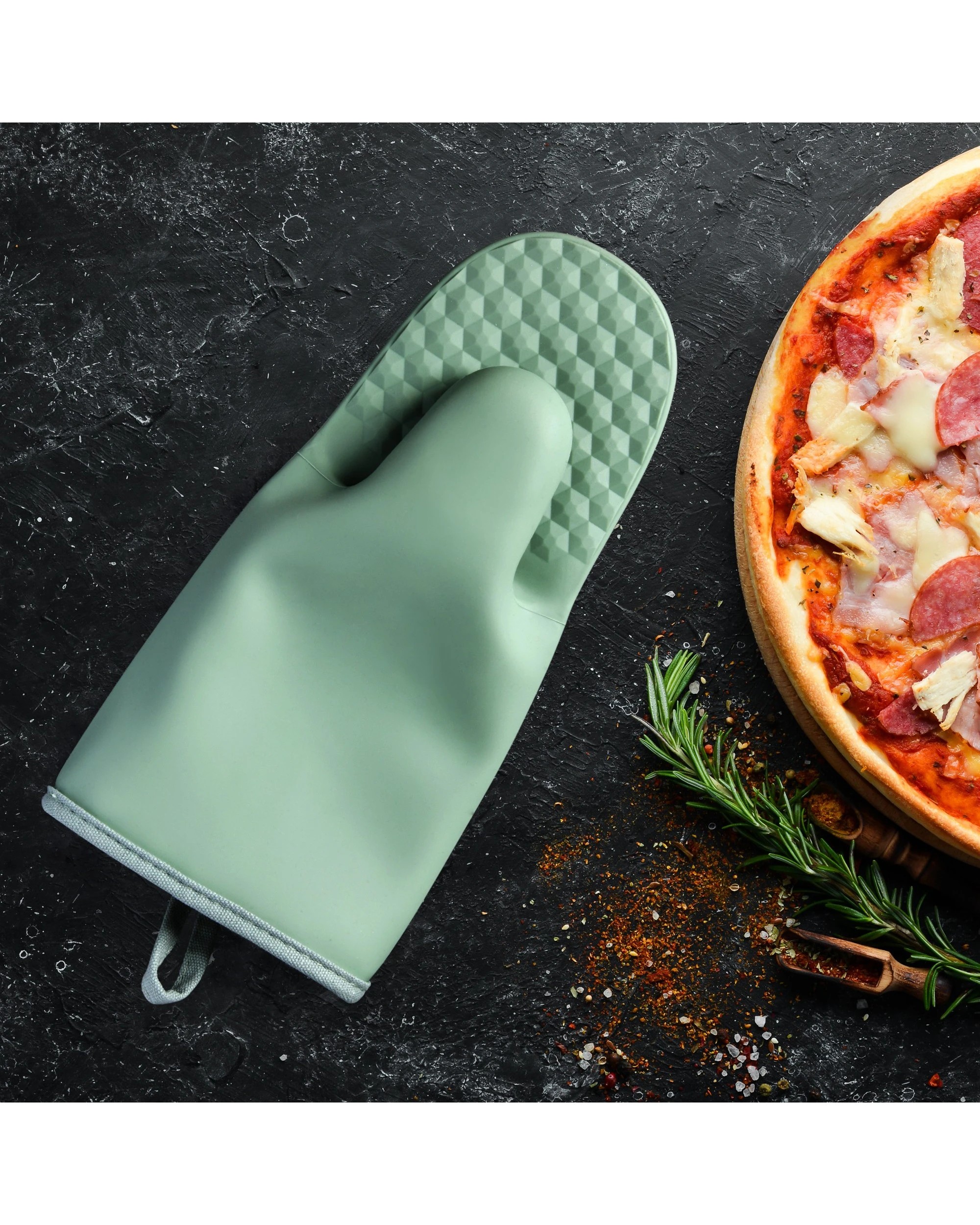 2 Gourmet Kitchen Modern Silicone Oven Mitt - Green, 2 of 6