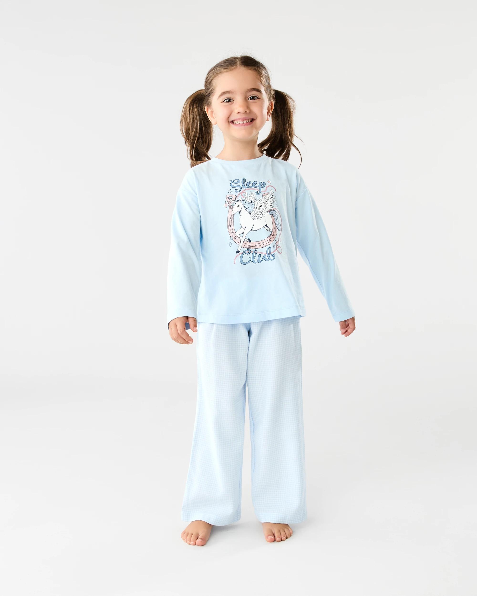1 Knit Woven Pyjama Set Blu Uncrn, 1 of 8