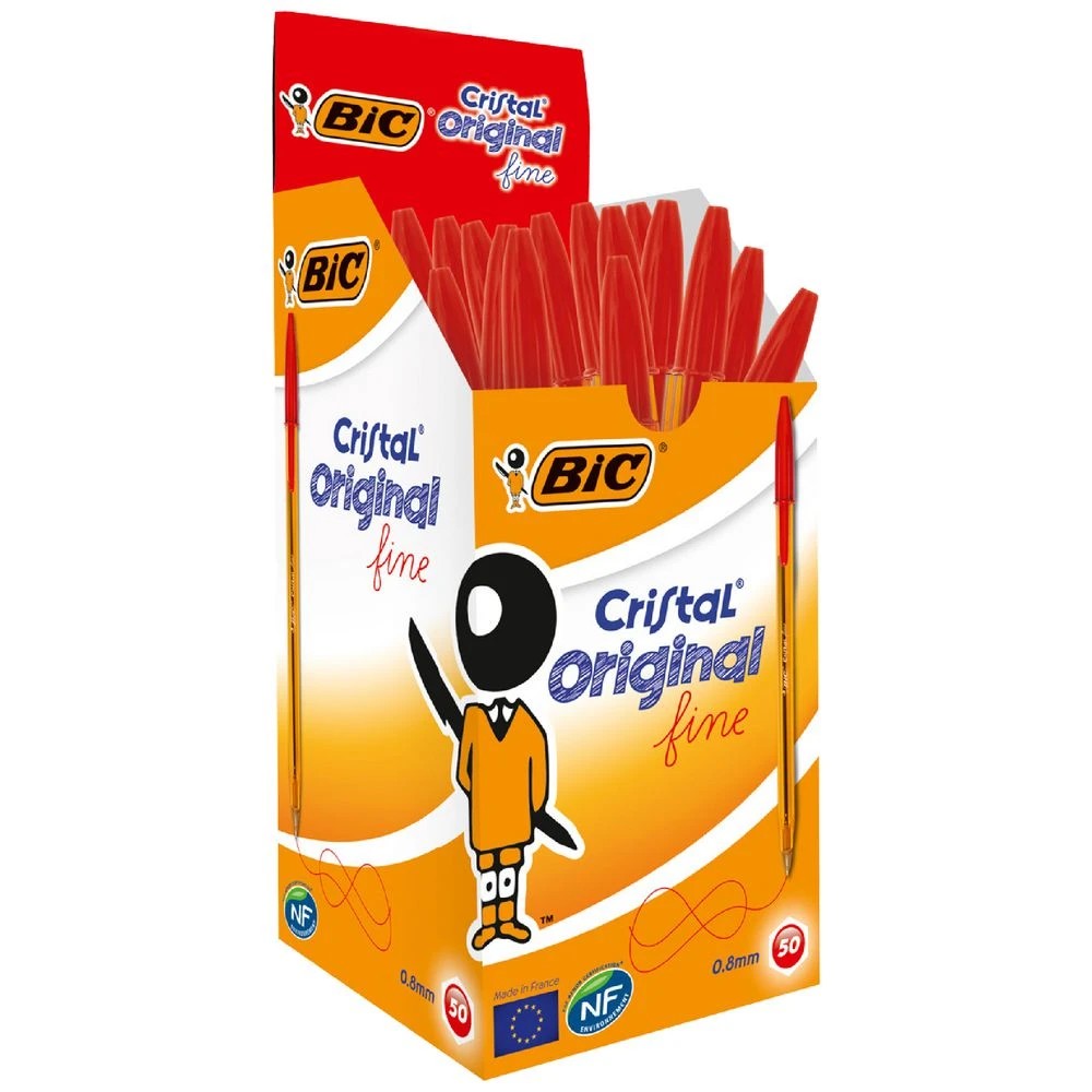 1 BIC Cristal Original Ballpoint Pens Fine Red 50 Pack, 1 of 2