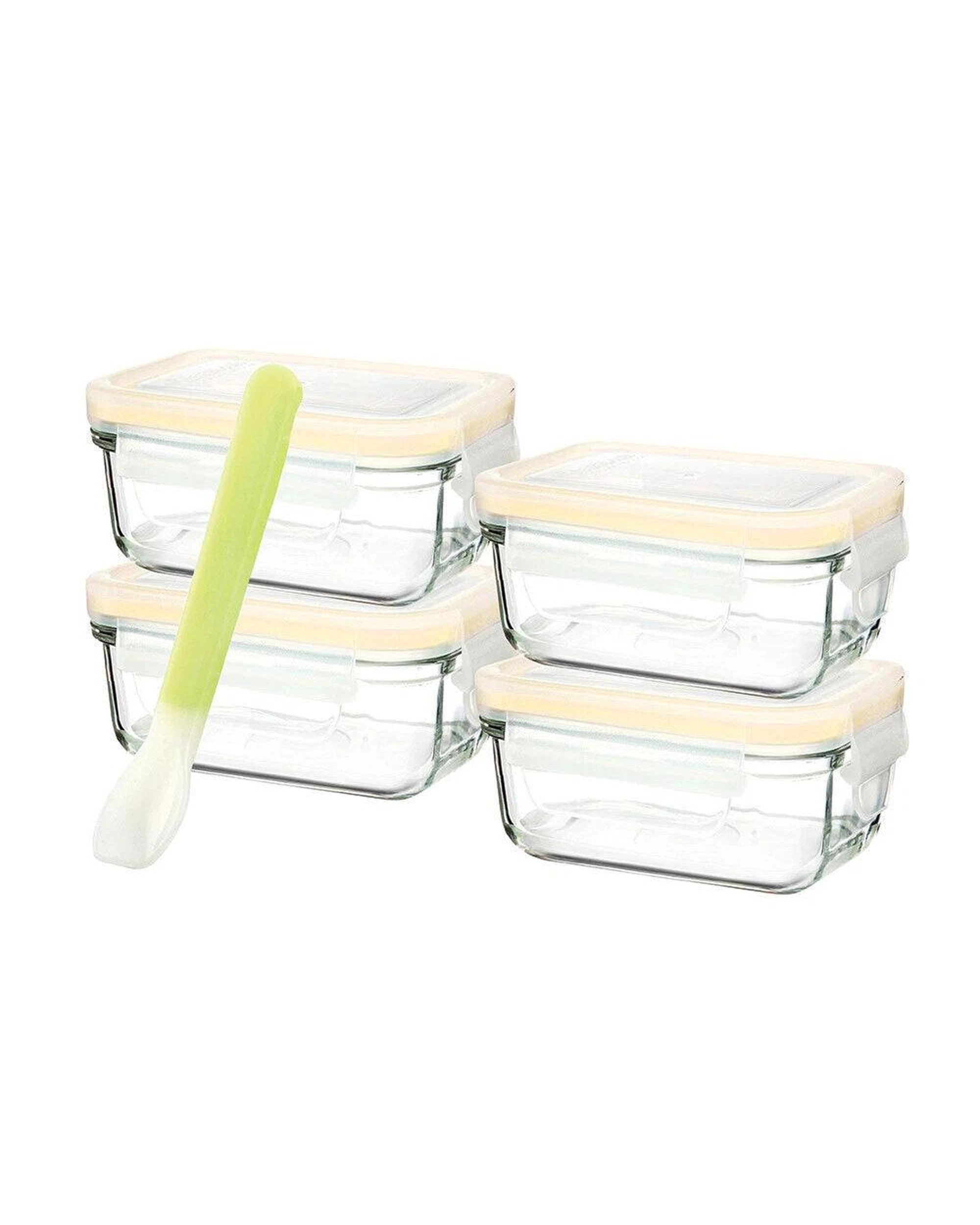 1 Glasslock Baby 5 Piece Rectangular 150ml Food Container Set  Spoon, 1 of 1
